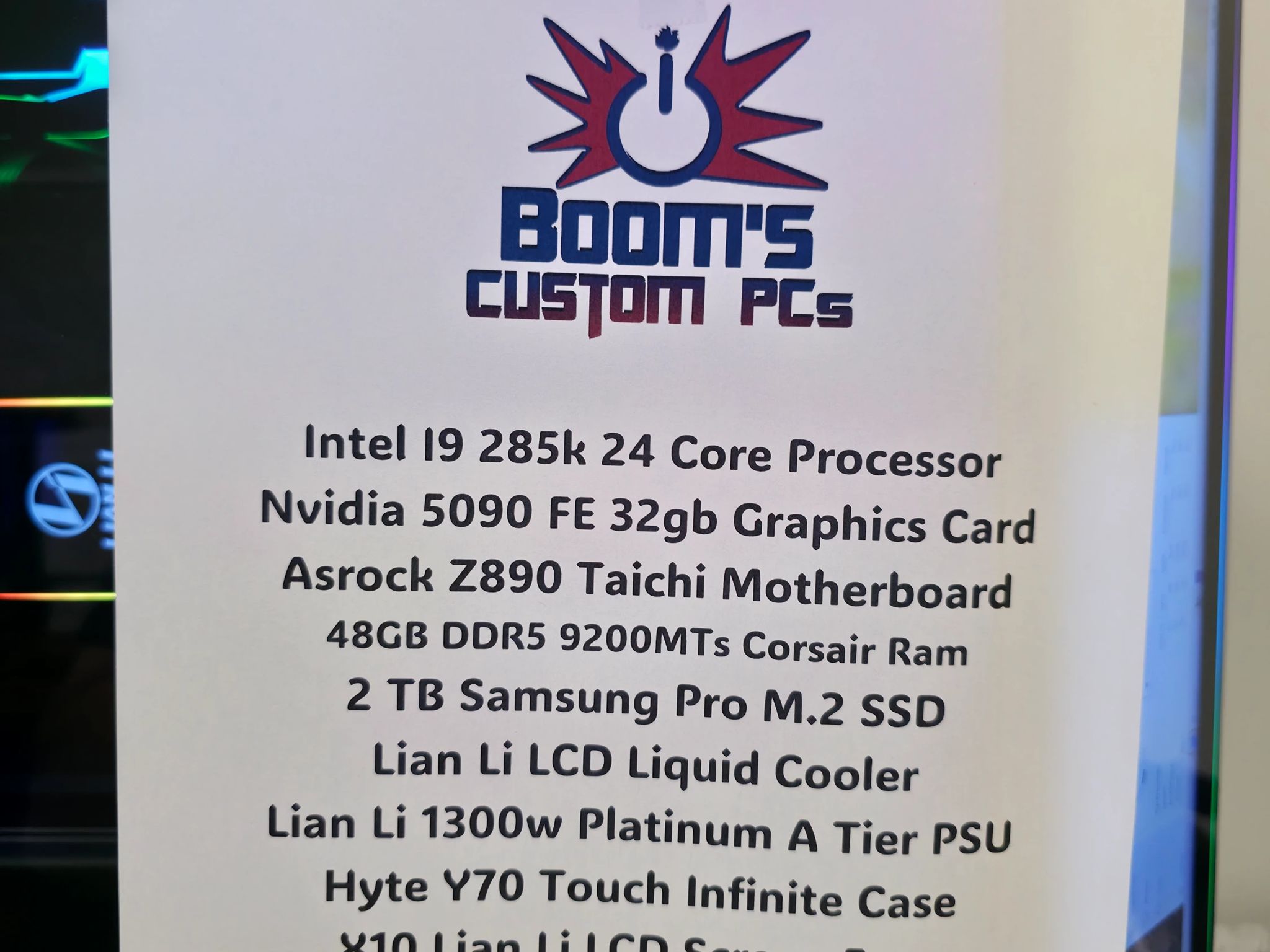 4k High End Gaming PC Computer (Intel 285k, RTX 5090, 32GB DDR5 9200 MTs)