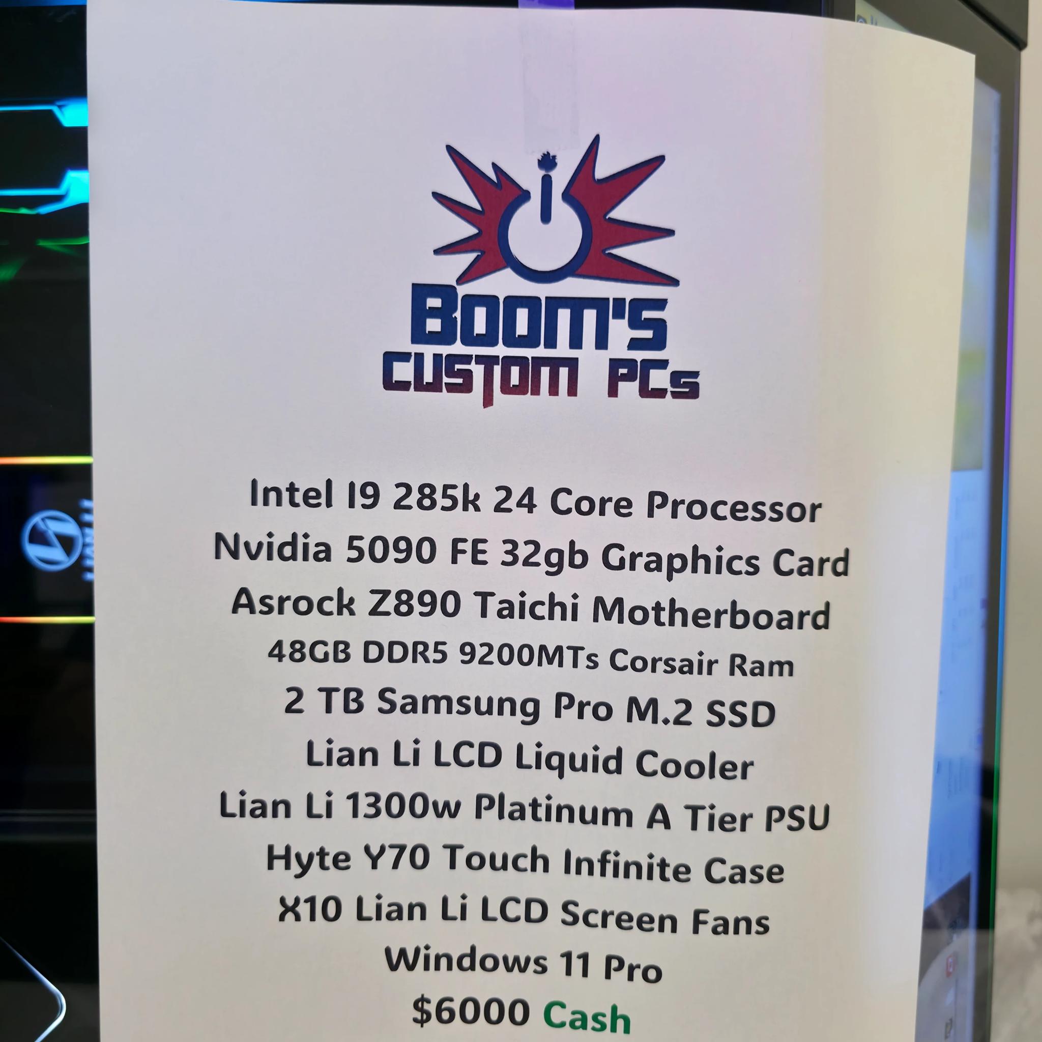 4k High End Gaming PC Computer (Intel 285k, RTX 5090, 32GB DDR5 9200 MTs)