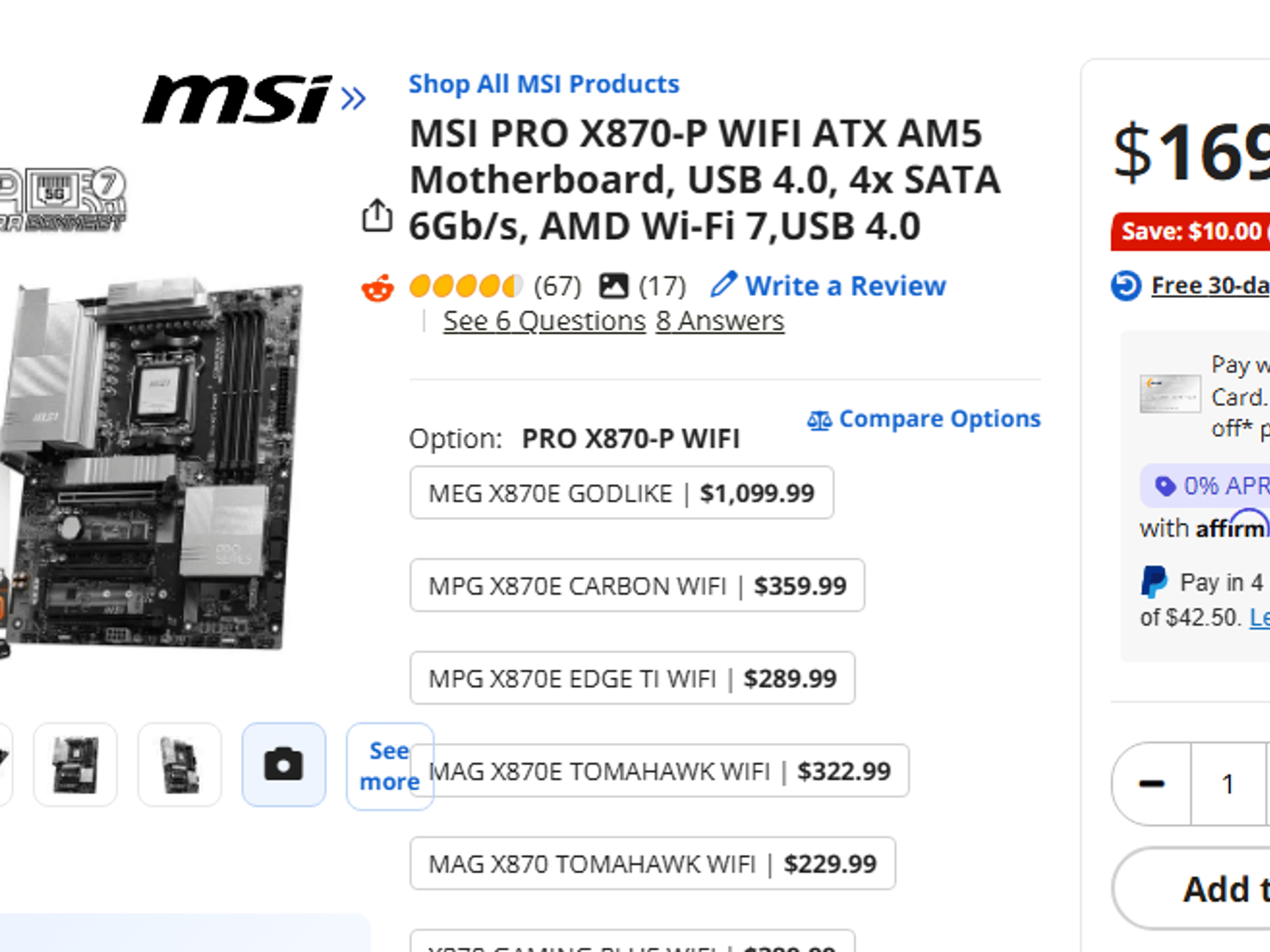 [Brand New Sealed] MSI PRO X870-P WIFI