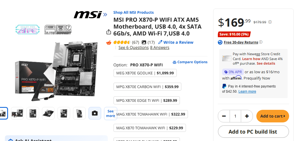 [Brand New Sealed] MSI PRO X870-P WIFI