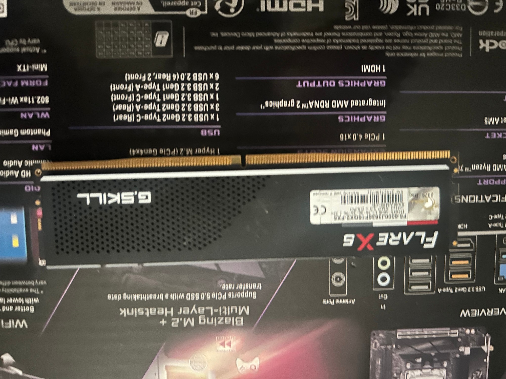 ASRock B650i Lightning Wifi (NO I/O Shield)  + 1 x 16GB GSkill Flare DDR5 Memory