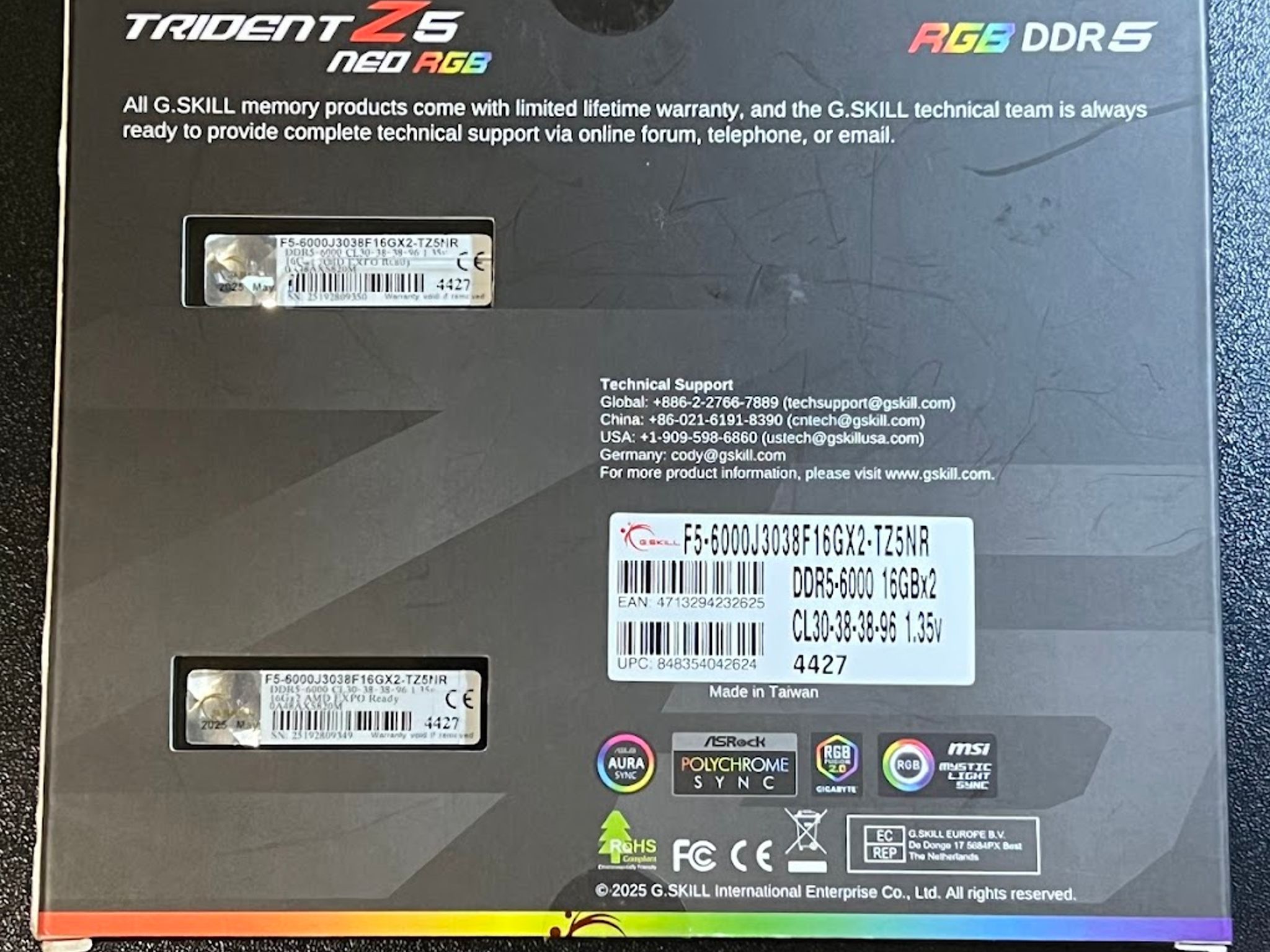 G.Skill Trident Z5 Neo RGB 32GB (2x16GB) DDR5 6000MHz CL30