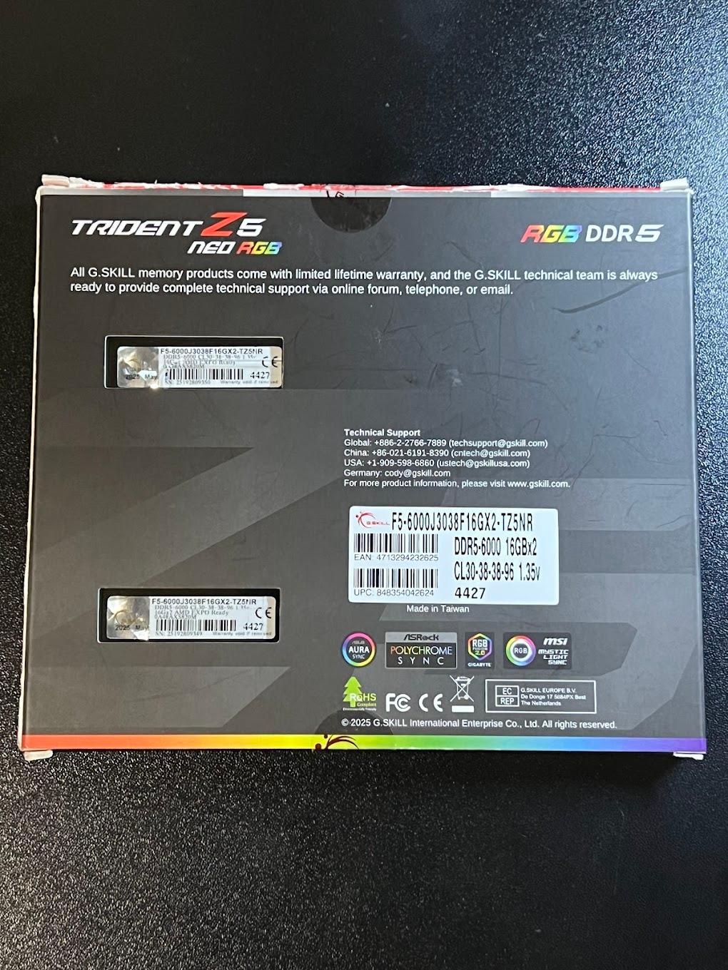 G.Skill Trident Z5 Neo RGB 32GB (2x16GB) DDR5 6000MHz CL30