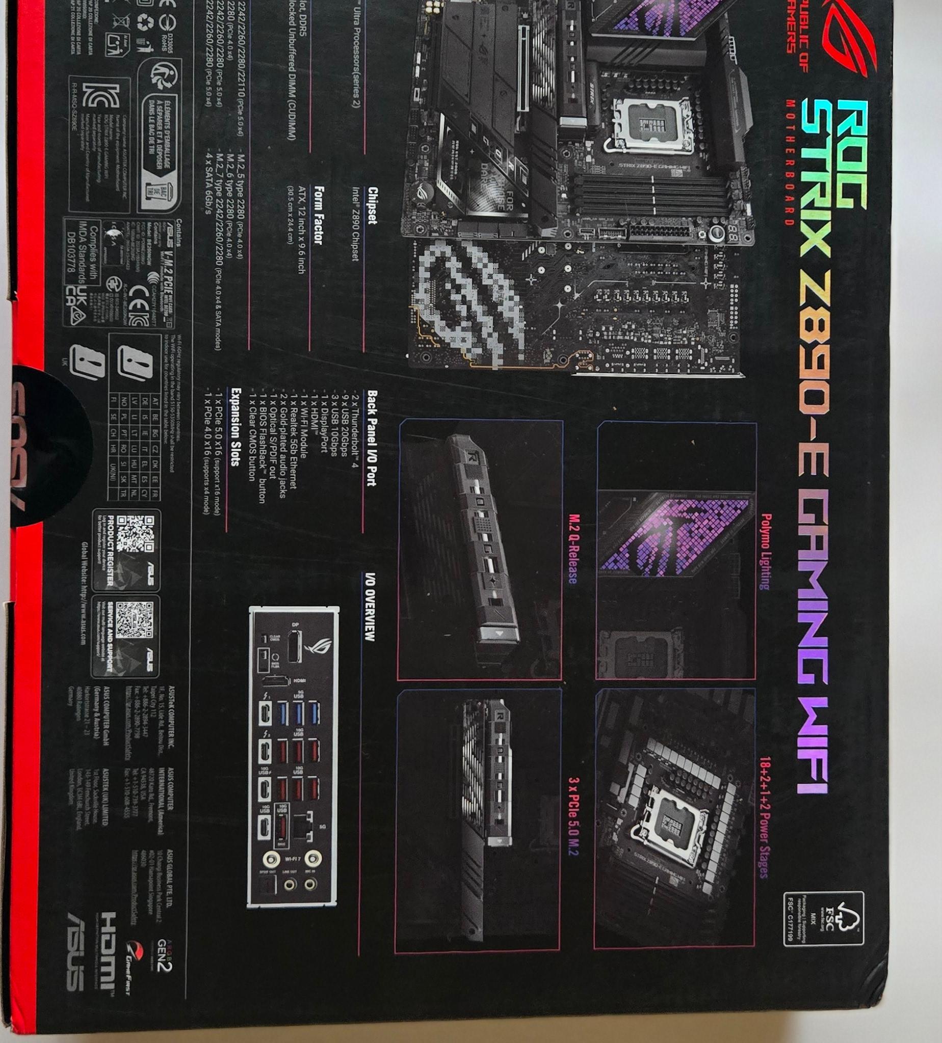 ASUS ROG Strix Z890-E Gaming WiFi LGA1851 ATX DDR5 Motherboard, NEW-SEALED IN BOX