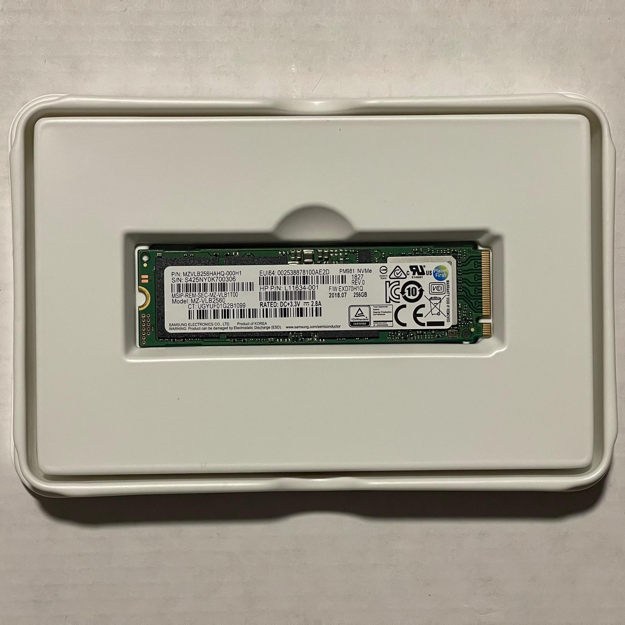 Used, Samsung PM981 256GB NVMe M.2 SSD