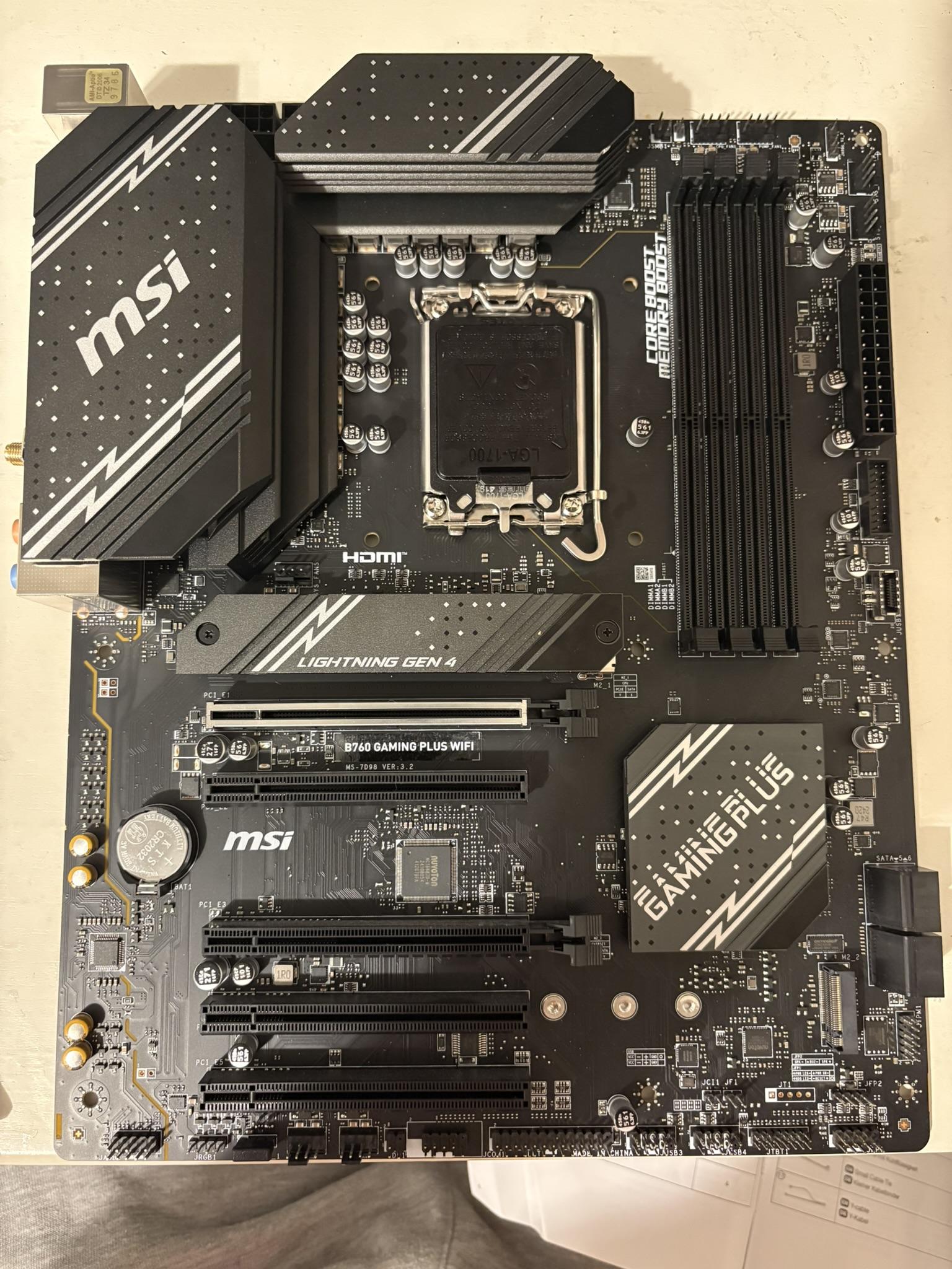 MSI B760 Gaming Plus WiFi, DDR5, LGA 1700, ATX, Supports Intel 12th/13th Gen CPU