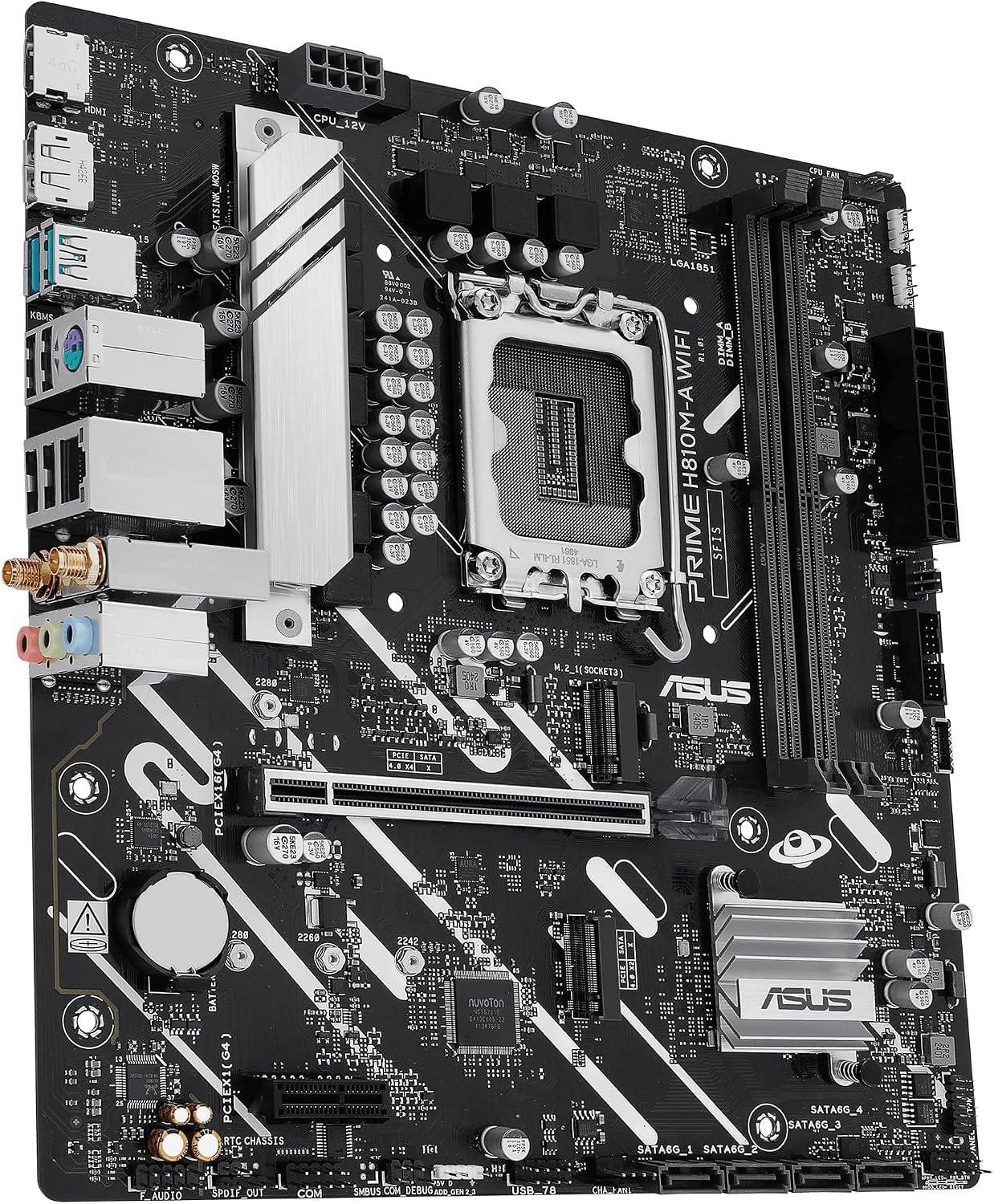 ASUS PRIME H810M-A WIFI Intel H810 LGA 1851 microATX DDR5 Desktop Motherboard