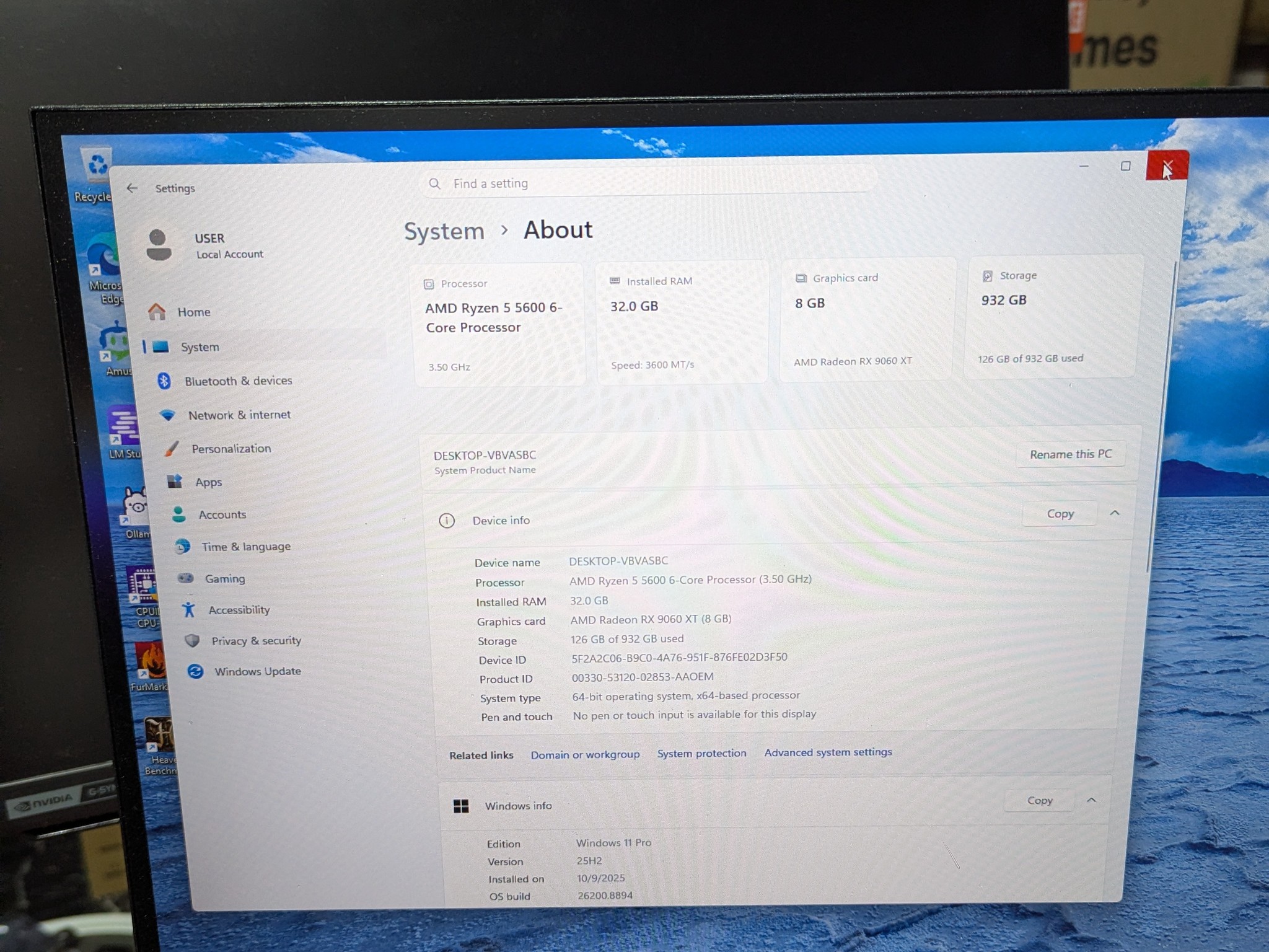 Gaming PC|AMD Ryzen 5 5600|AMD Radeon RX 9060 XT|32GB DDR4 3600|1 TB NVME SSD|Windows 11 Pro Active