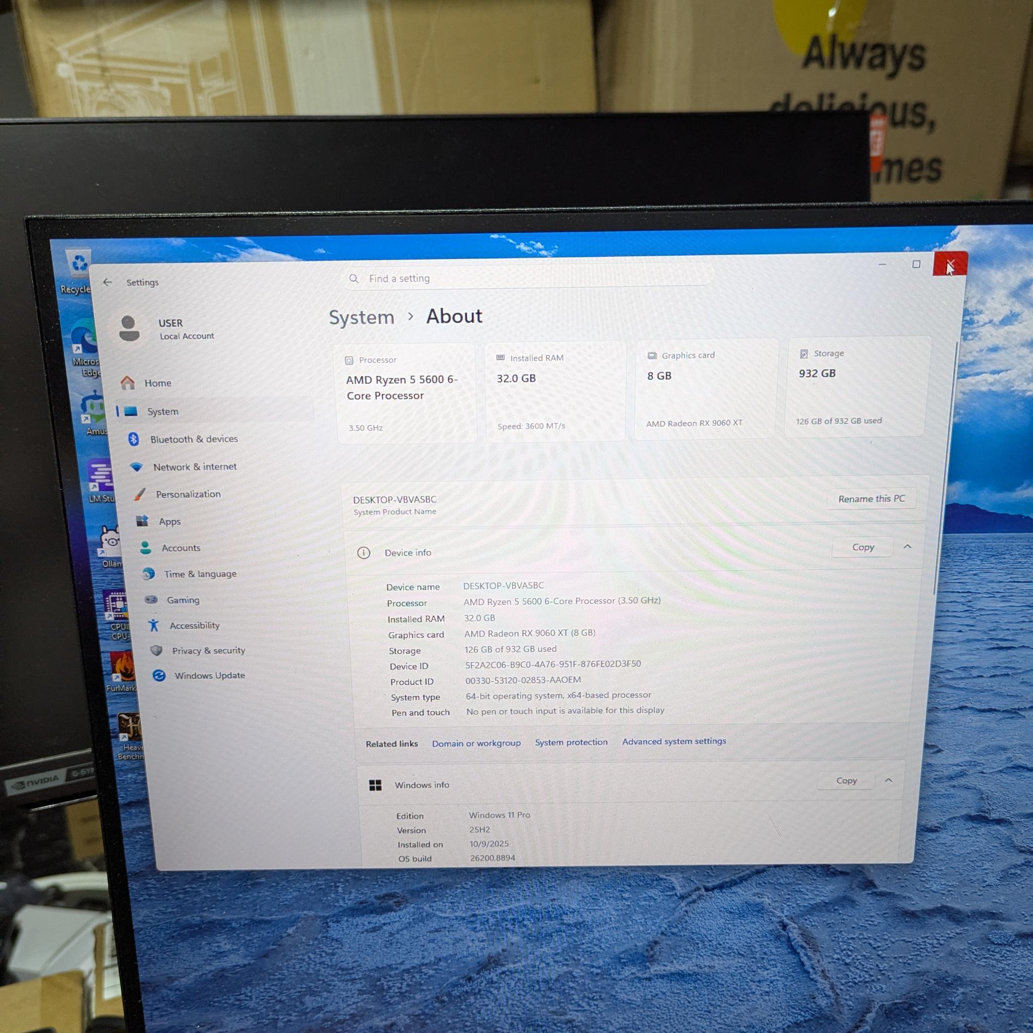 Gaming PC|AMD Ryzen 5 5600|AMD Radeon RX 9060 XT|32GB DDR4 3600|1 TB NVME SSD|Windows 11 Pro Active