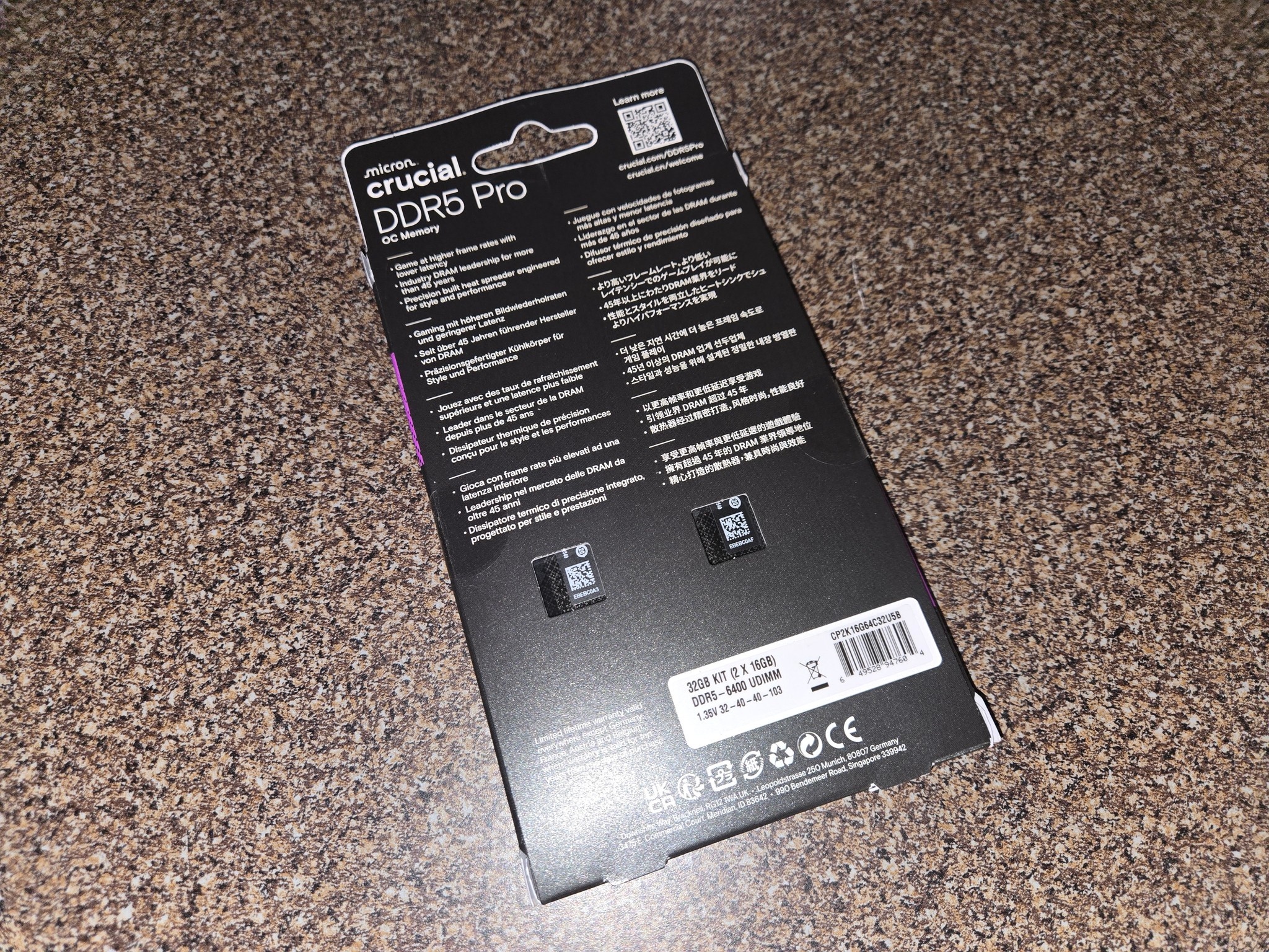 32GB 6400CL32 EXPO and XMP certified from Crucial