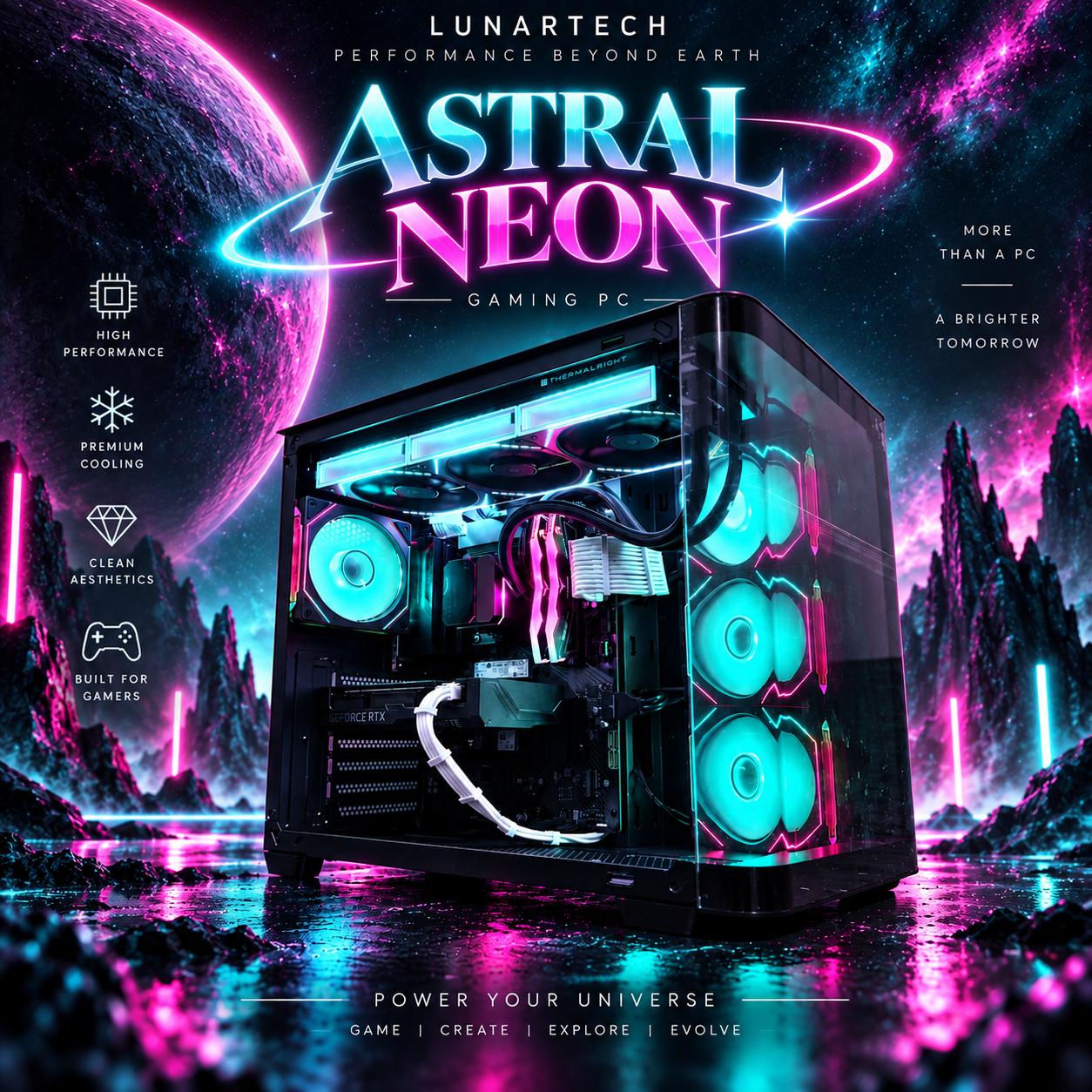 🌈"Astral Neon"⚫️ | 1440p + AI | i7 14700KF | RTX 4060 Ti 16GB| 32GB DDR5 | 1TB SSD | Free Shipping