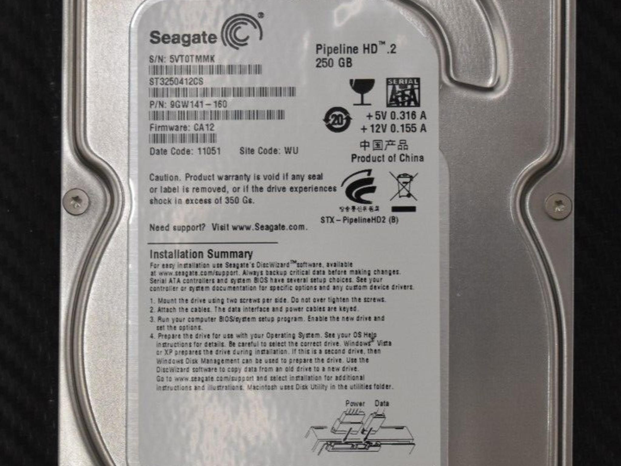 Seagate Pipeline HD.2 250GB 5900RPM 3.5" SATAIII Hard Drive HDD (9GW141-160)