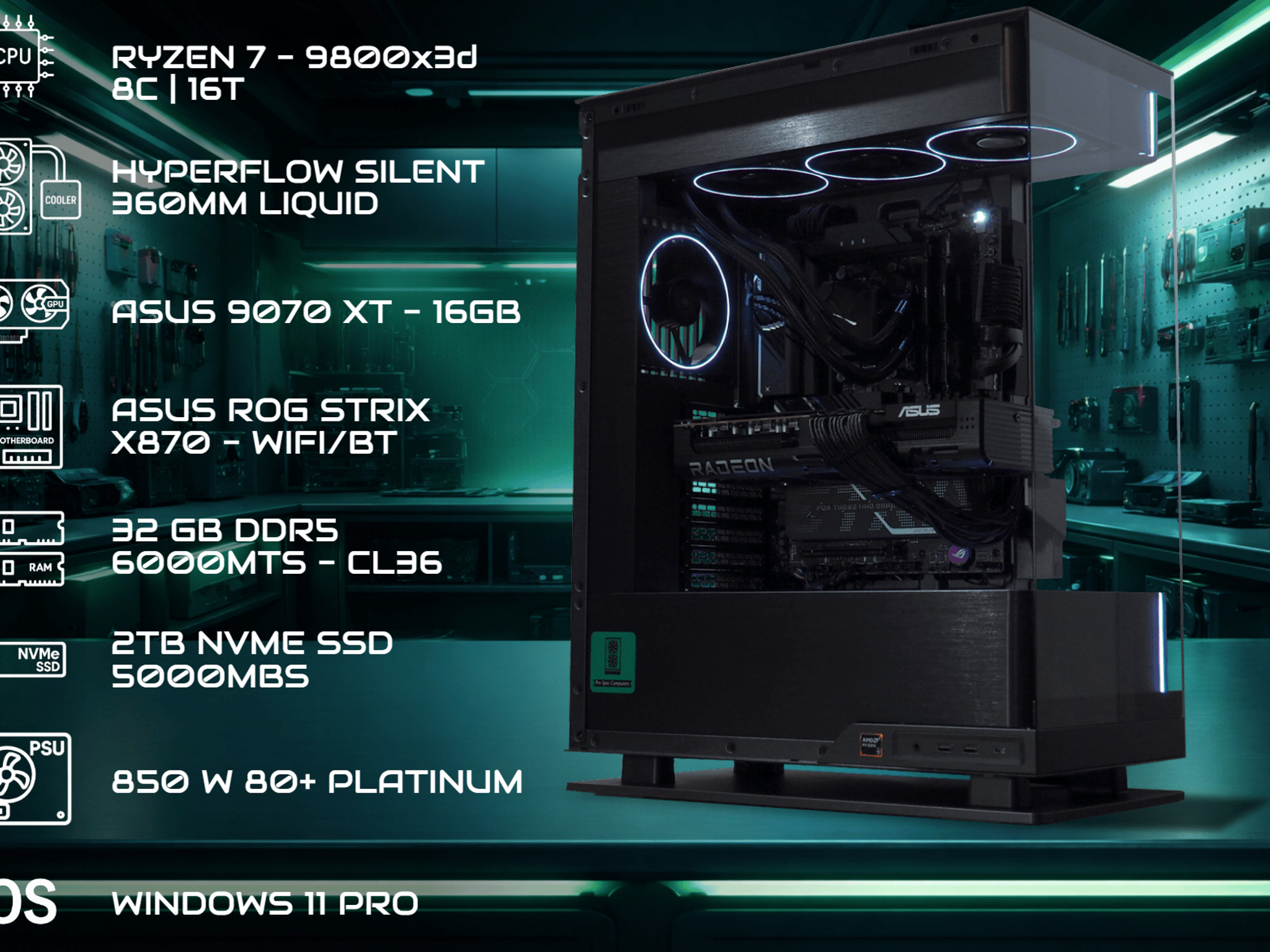 The NOVA: 9800X3D, 9070XT, 32GB, 2TB, 850W Plat, W11 Pro