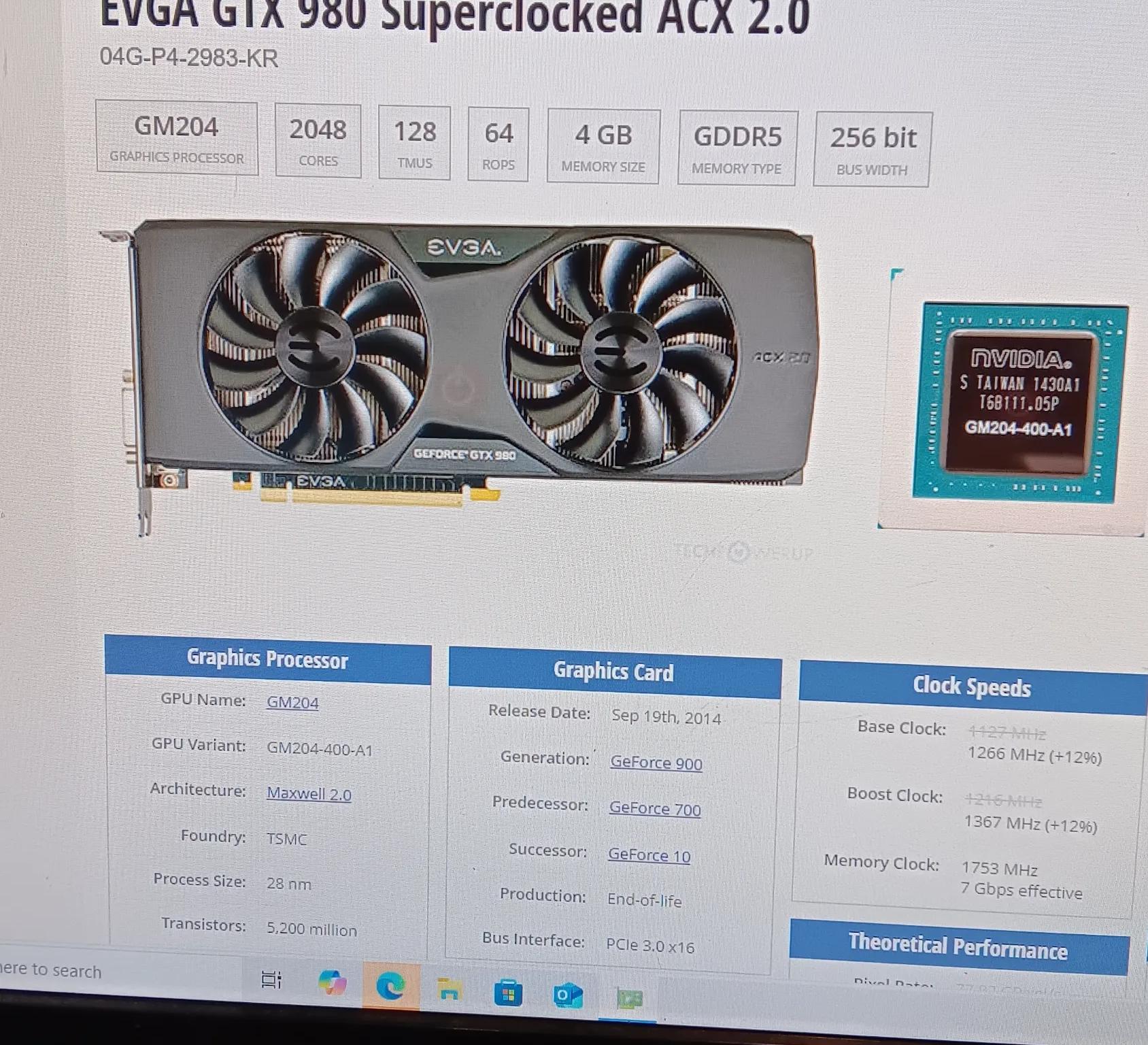 EVGA GeForce GTX 980 4GB Graphics Card