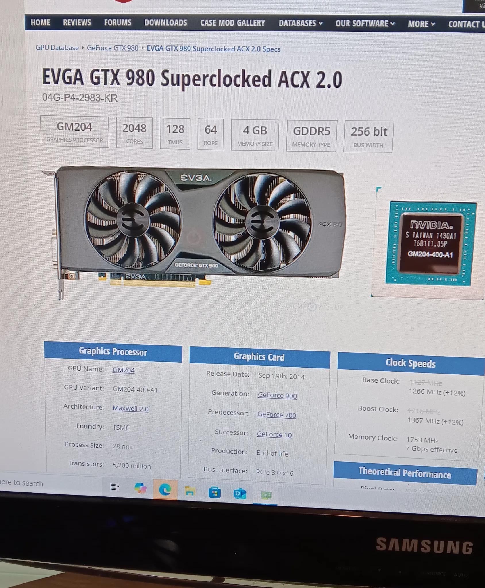 EVGA GeForce GTX 980 4GB Graphics Card