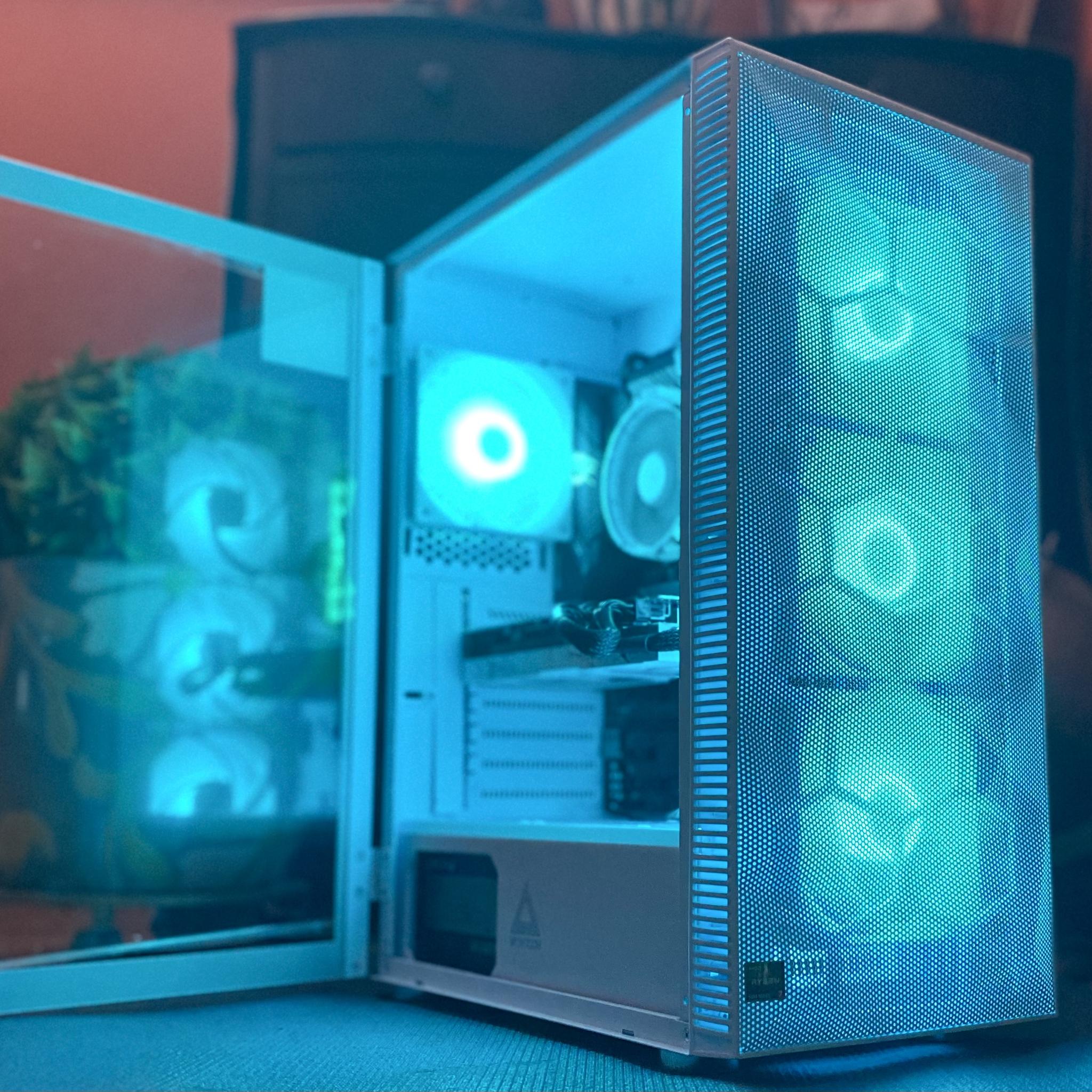 (White) Gaming PC|🩸Blo0D 5700XT| Ryzen 5| 16GB (2x8GB) RGB DDR4| 1TB NVMe/SSD| Windows 11 Pro