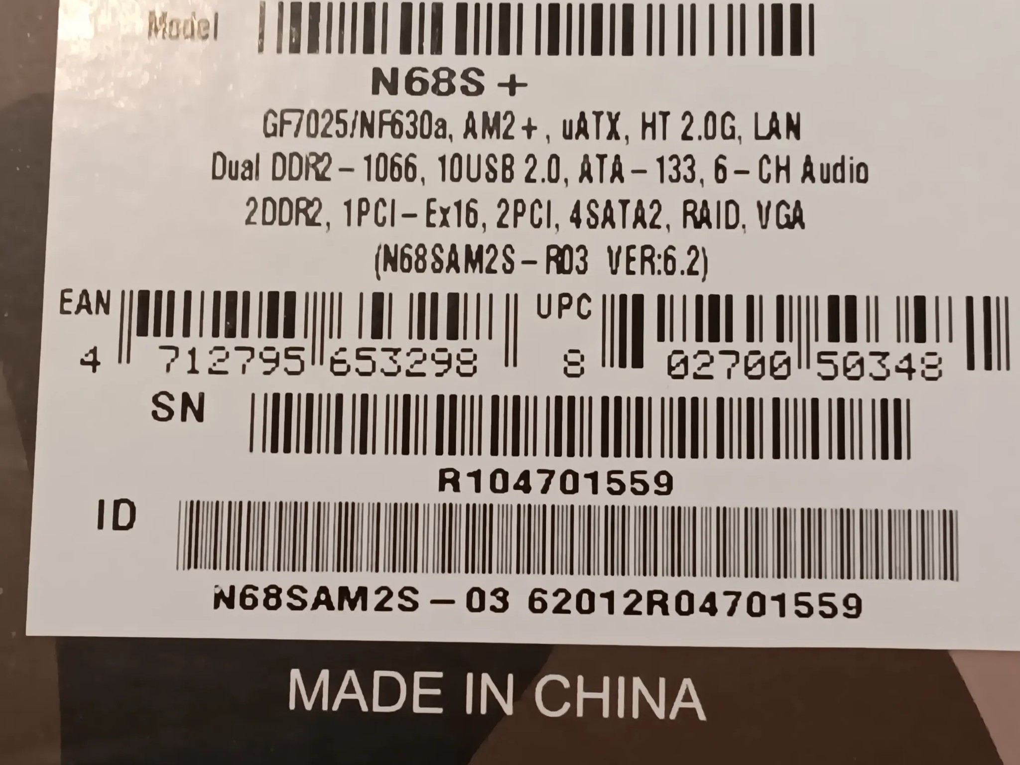 RARE Biostar N68S+ AMD Phenom X4 9100e 4GB RAM