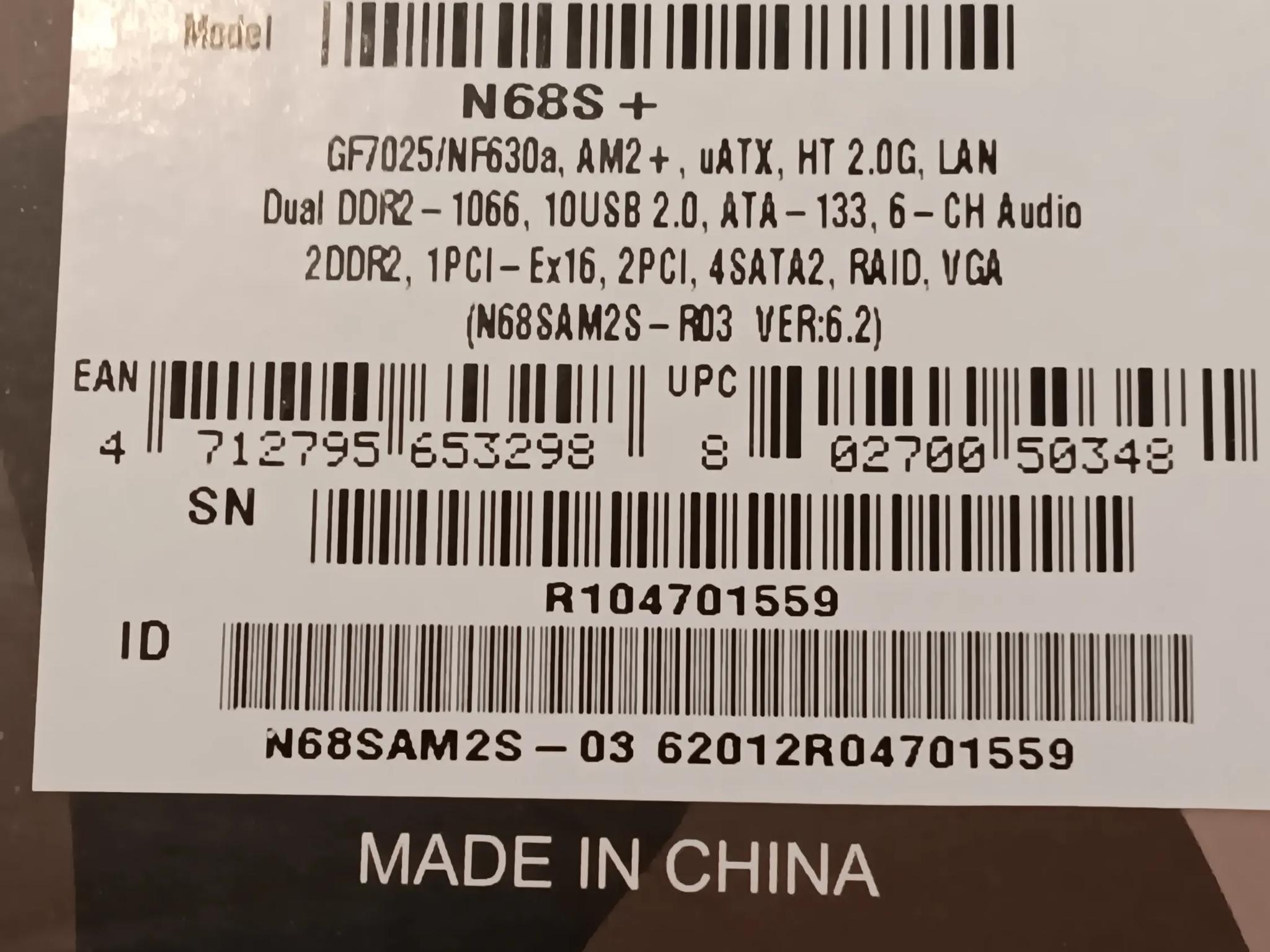 RARE Biostar N68S+ AMD Phenom X4 9100e 4GB RAM