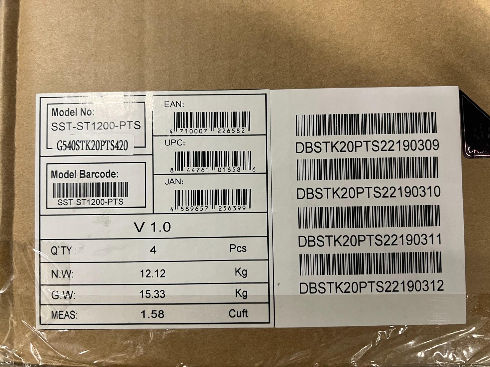 SilverStone ST1200-PTS 1200W 80 Plus Platinum Fully Modular ATX Power Supply