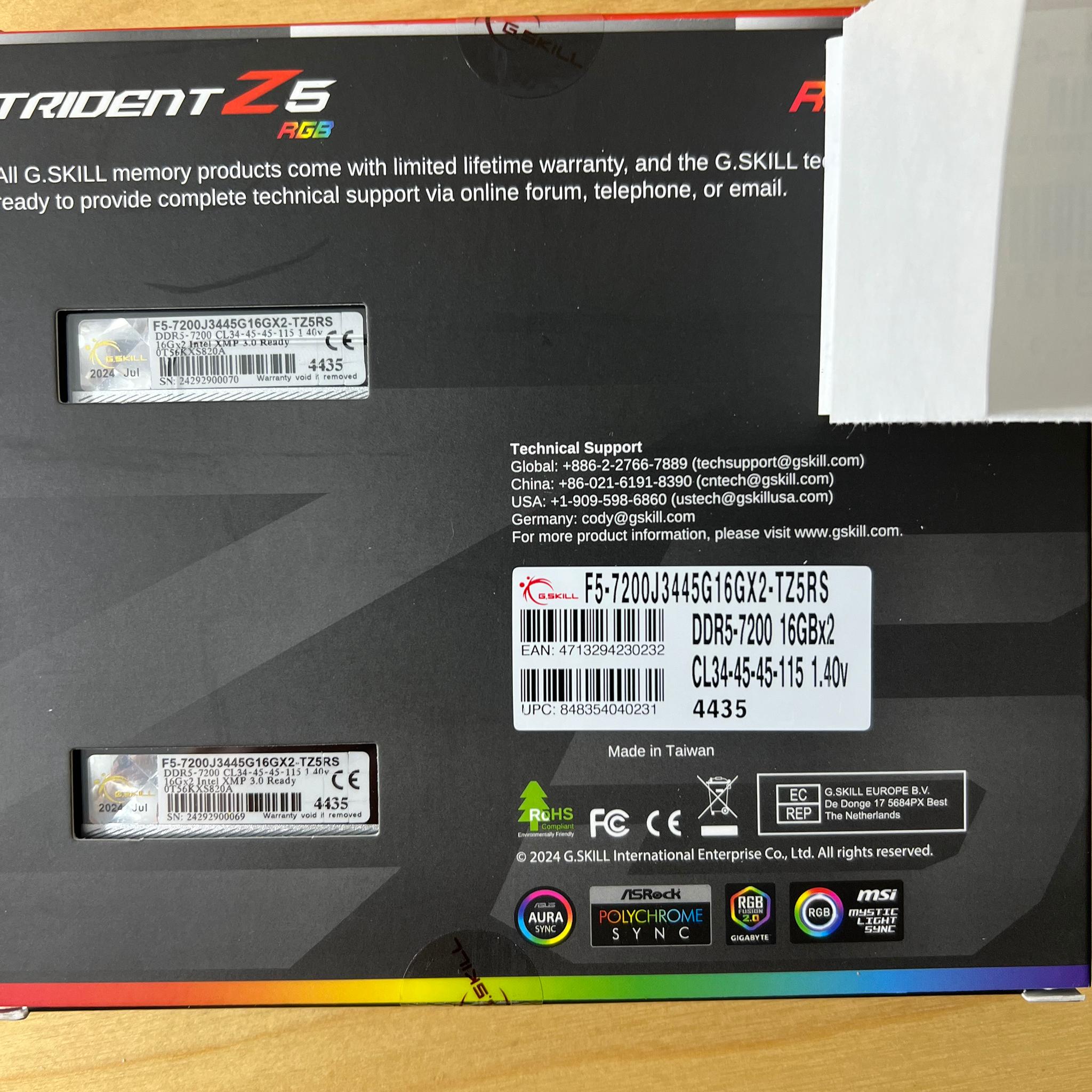 SALE DDR 5 7200 32GB CL 34 G. SKILL TRIDENT Z5 [16x2]