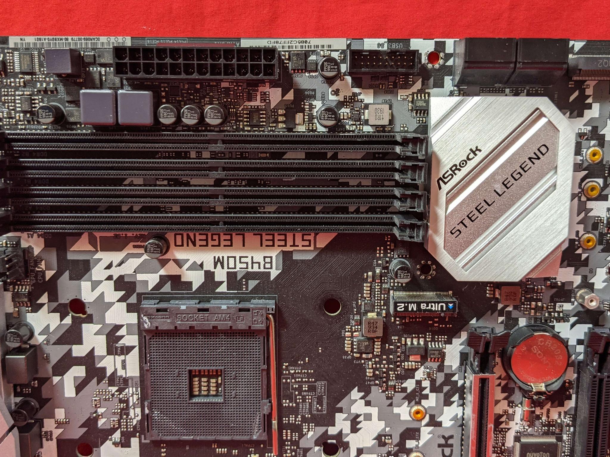 *AS IS/FOR REPAIR* ASRock B450M Steel Legend AMD Socket AM4 DDR4 MicroATX Desktop Motherboard No I/O