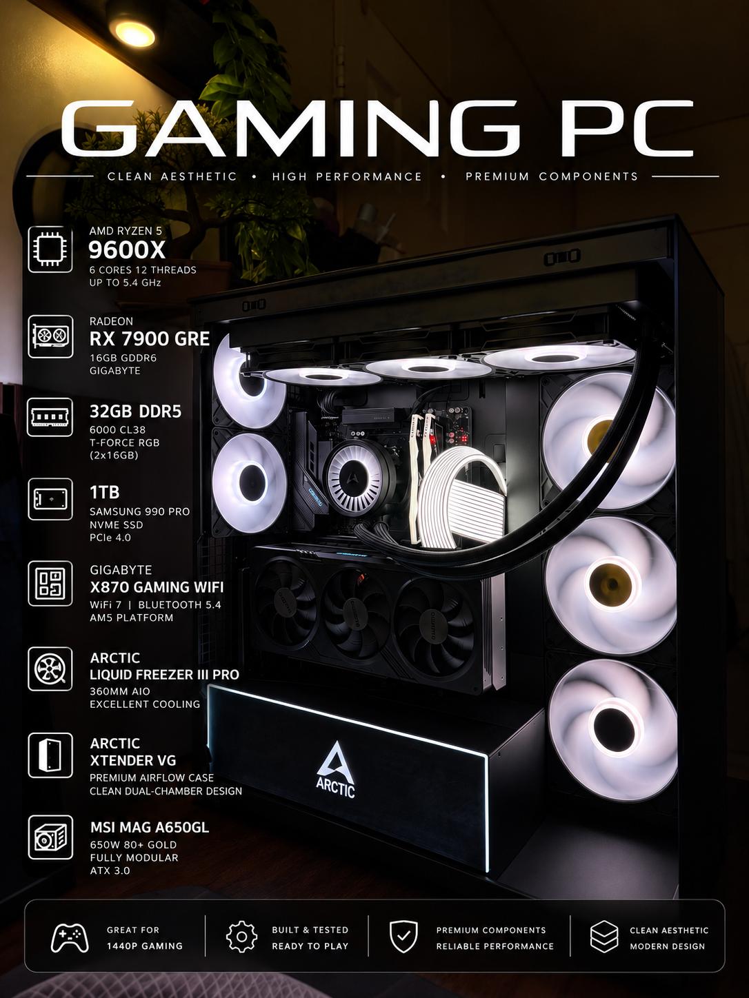 🔥 Gaming PC | Ryzen 5 9600X | RX 7900 GRE | 32GB DDR5 | 1TB SSD