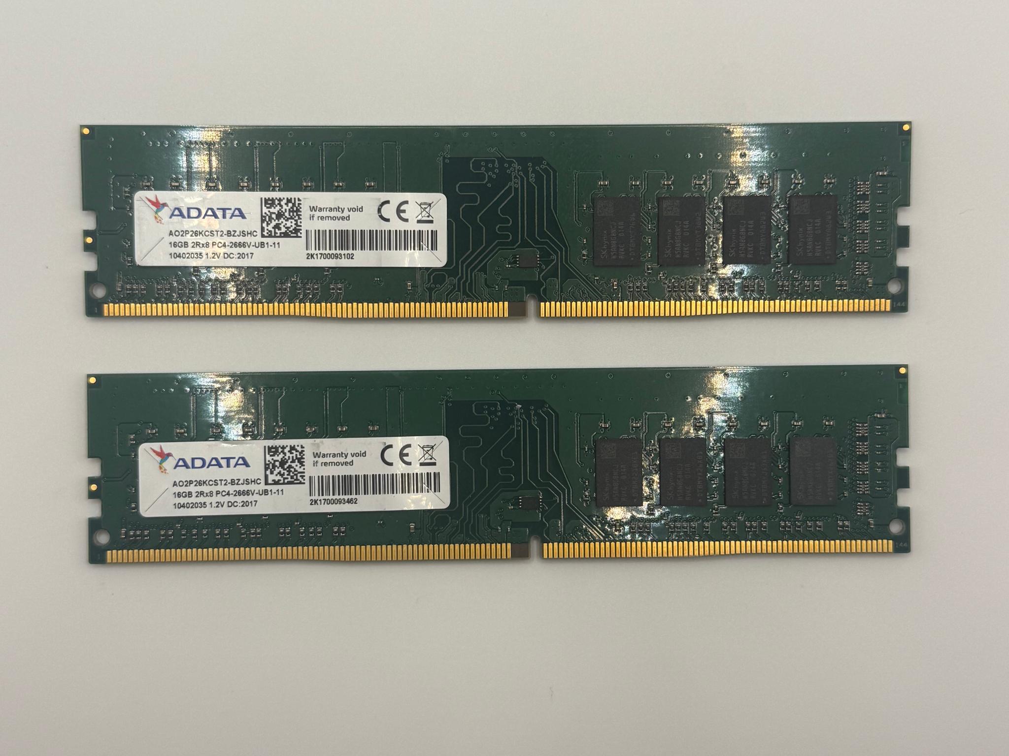 Adata 16GB 2x8GB PC4-2666V-UB1-11 DDR4 Ram