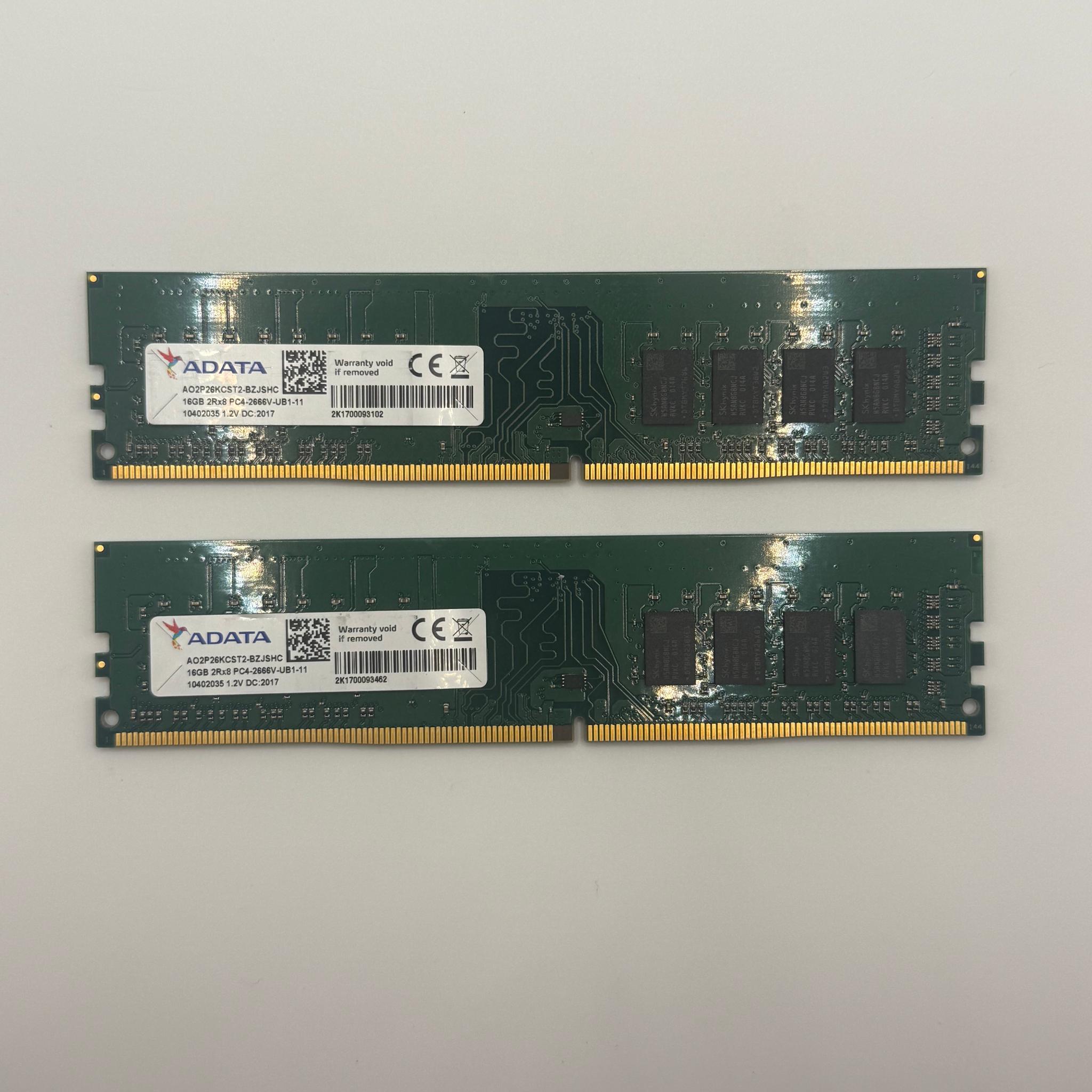 Adata 16GB 2x8GB PC4-2666V-UB1-11 DDR4 Ram