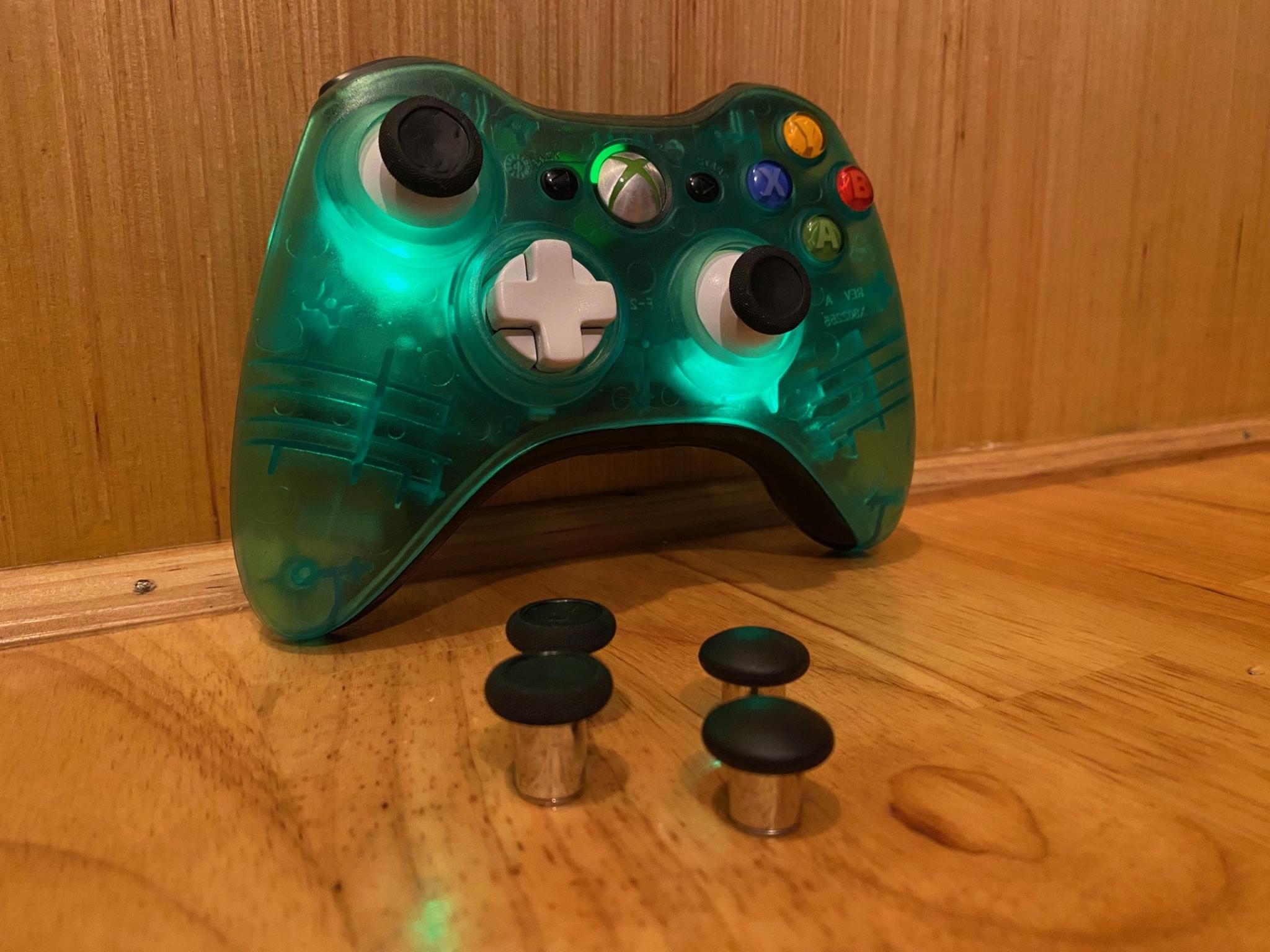 Custom clear green Xbox 360 controller - Hall effect - LEDs - RESTORED