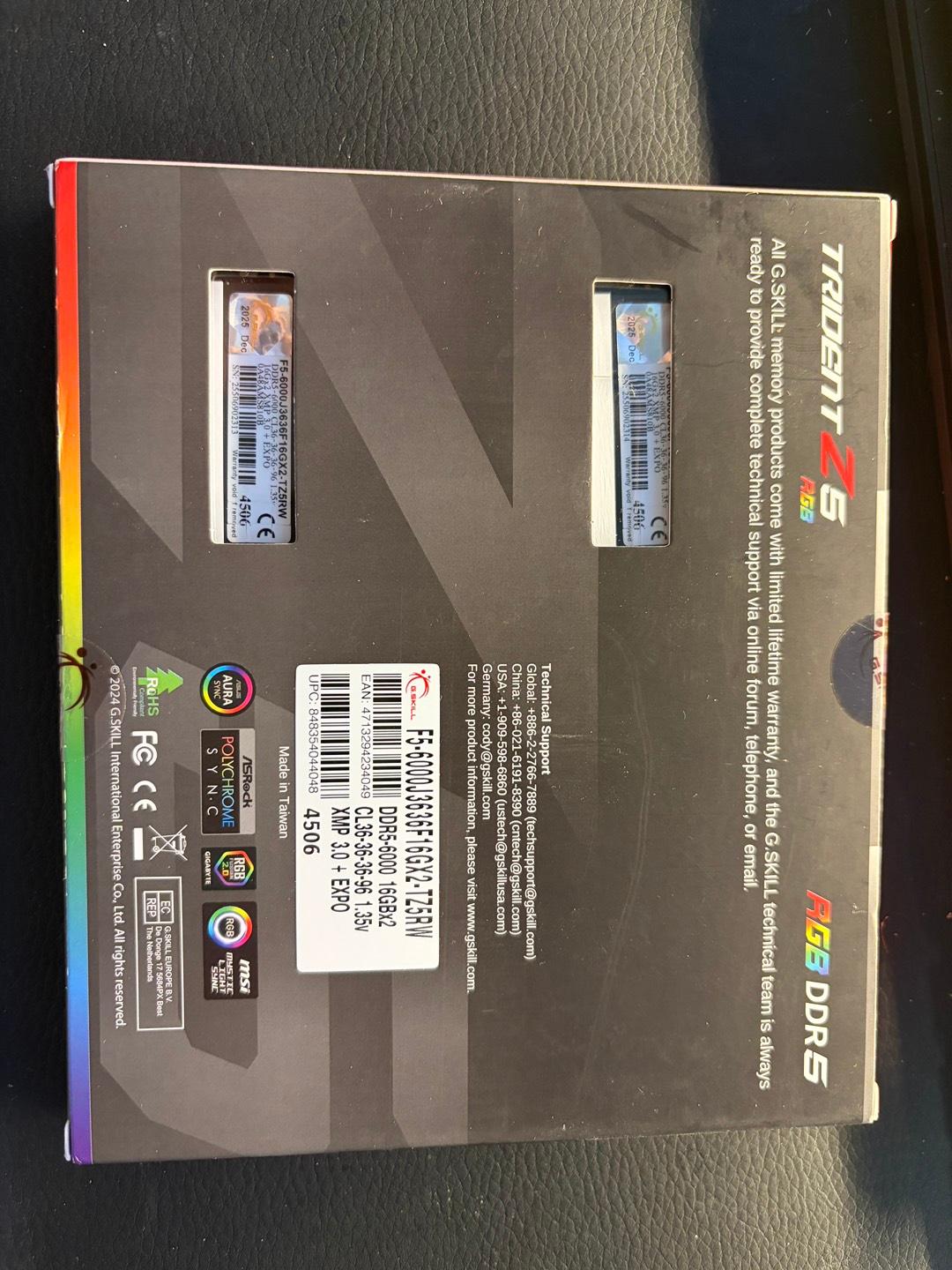 G.Skill Trident Z5 RGB DDR5 - 32GB (16GB x 2) - Intel XMP Ready
