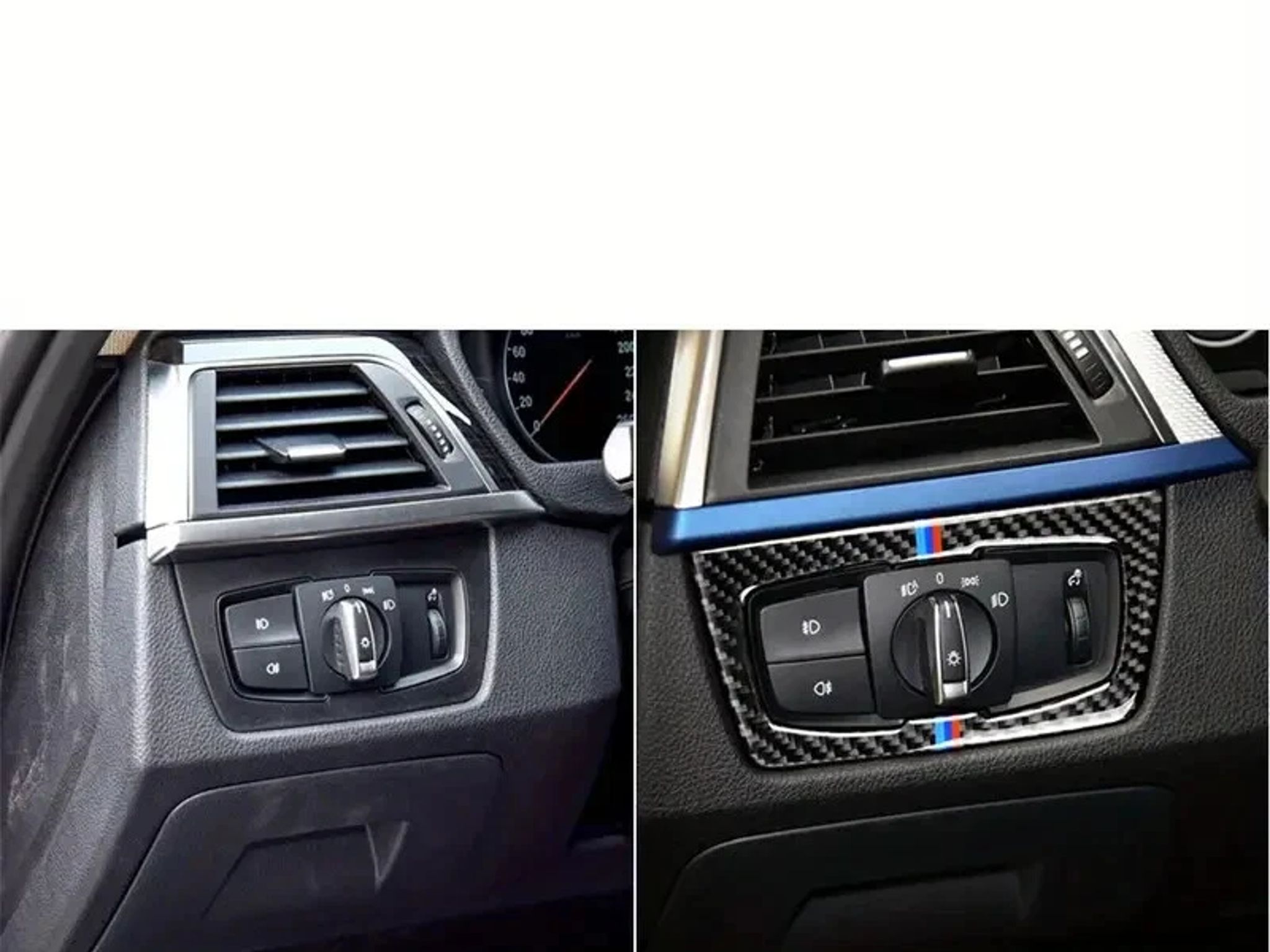 Carbon Fiber Headlight Control Decorative Sticker for BMW 3 Series (2013-2017)