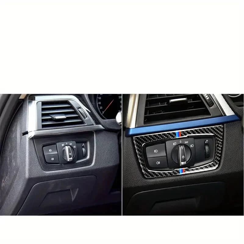 Carbon Fiber Headlight Control Decorative Sticker for BMW 3 Series (2013-2017)