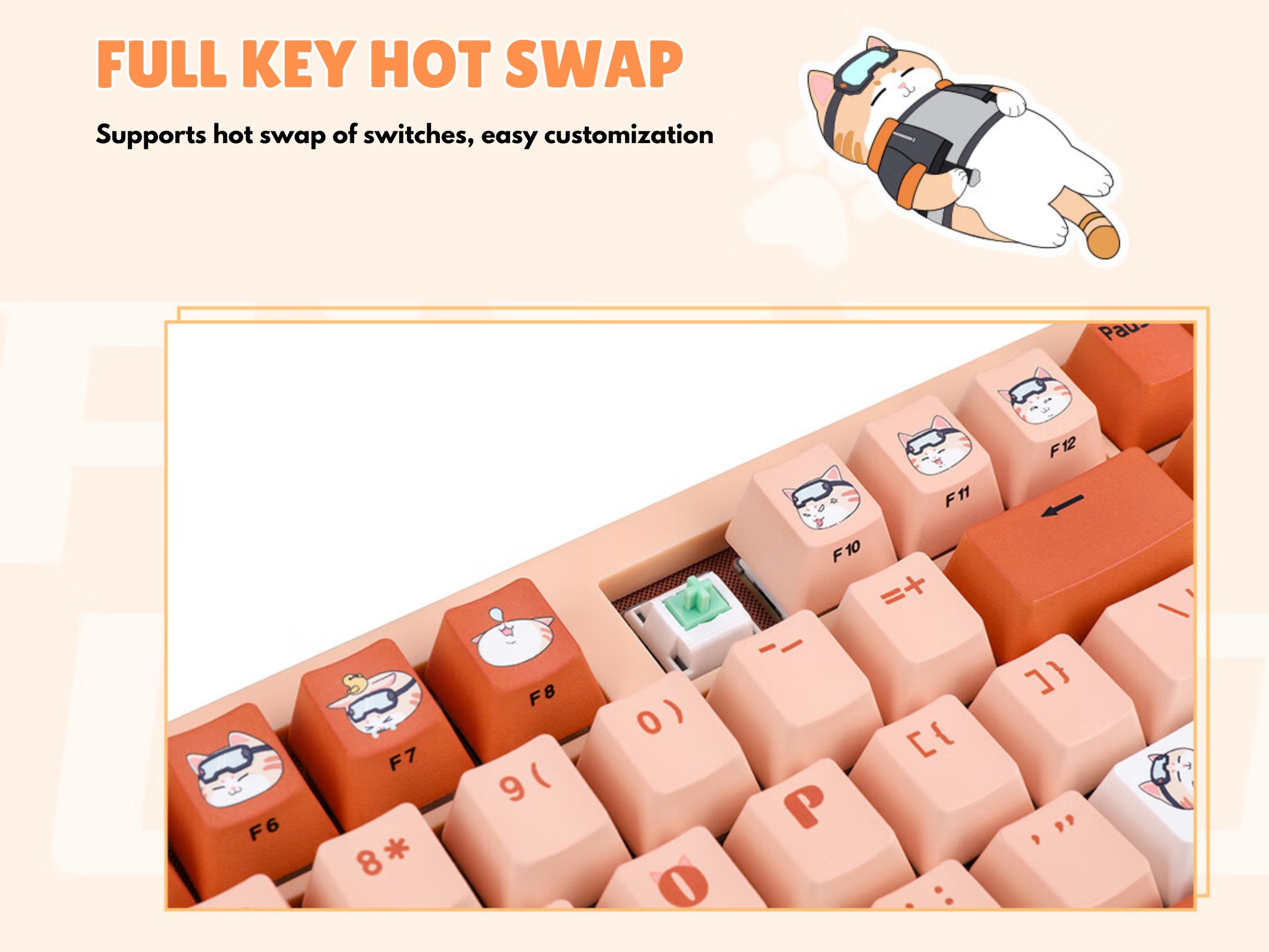 Colorful Gameow Mechanical Gaming Keyboard, Thermal Sublimation PBT Key Cap With Vibrant Cute Design
