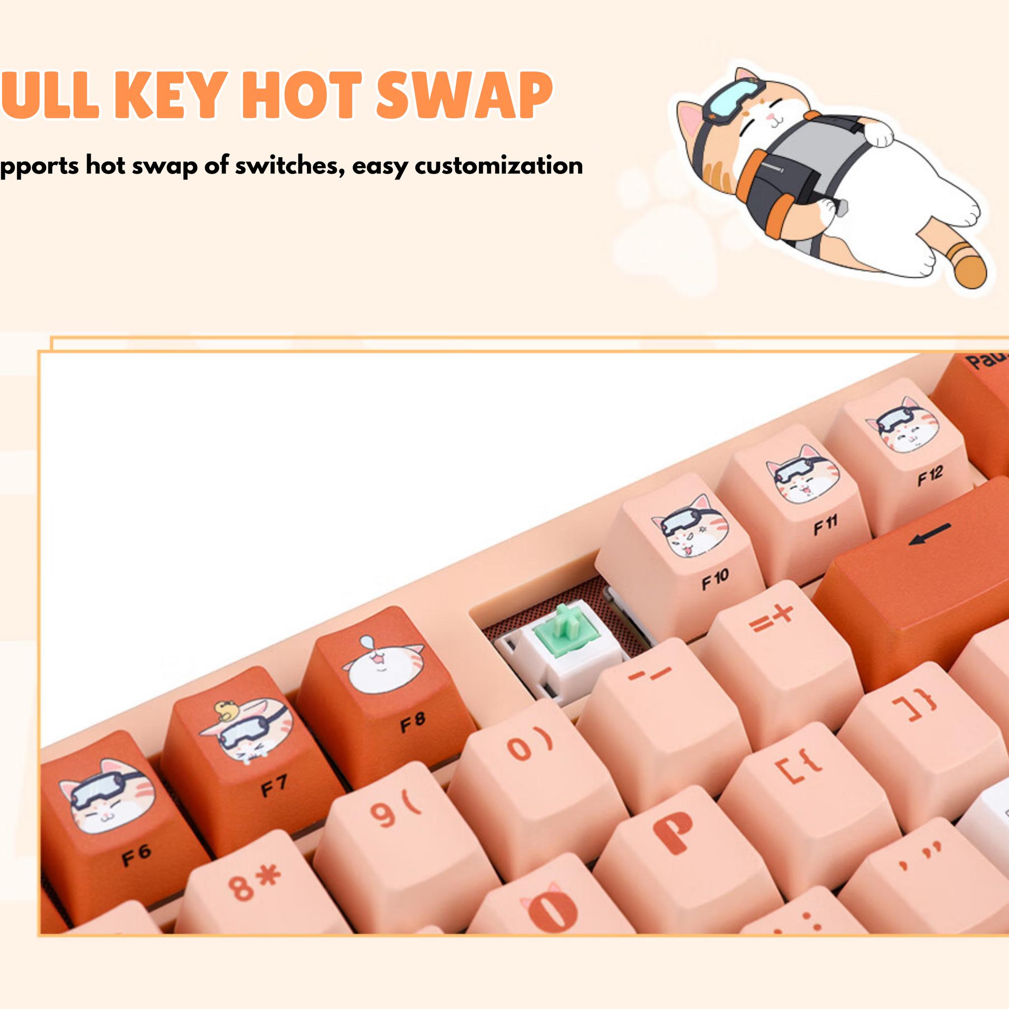 Colorful Gameow Mechanical Gaming Keyboard, Thermal Sublimation PBT Key Cap With Vibrant Cute Design