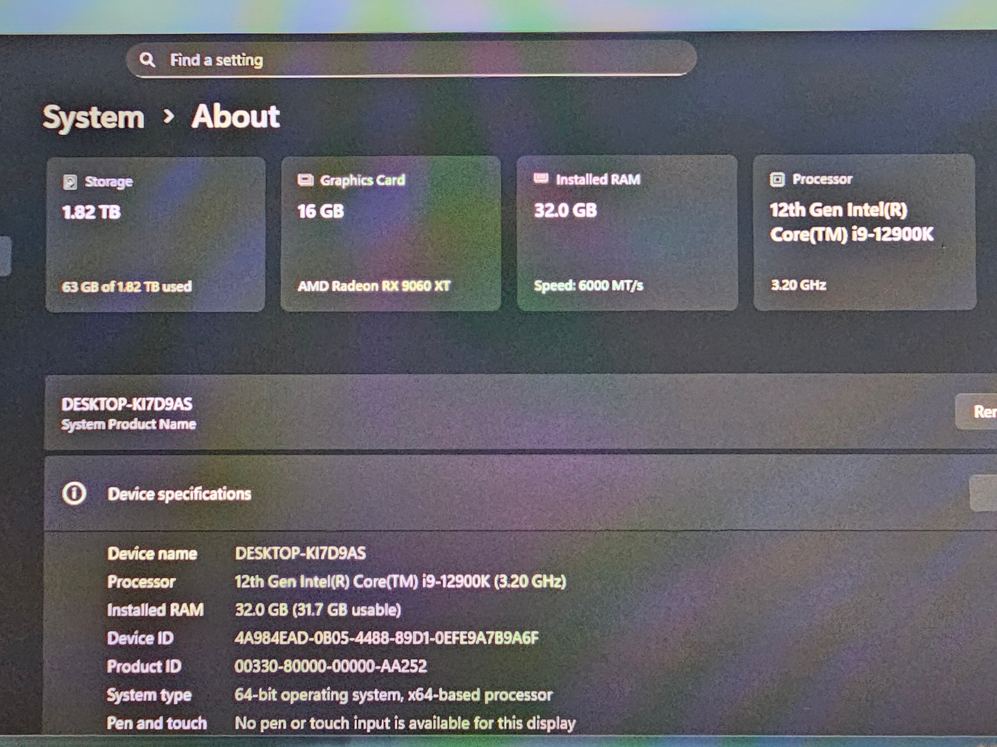 Gaming PC I9 12900k With Rx 9060 xt 16gb