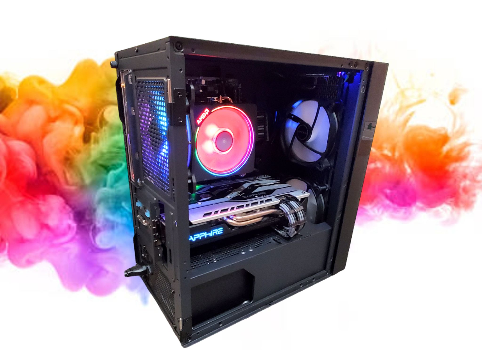 SALE: RX 580 8GB + Ryzen 5 1600 + 16GB DDR4 RAM + 512GB GB SSD + Full RGB ( Black Gaming PC)