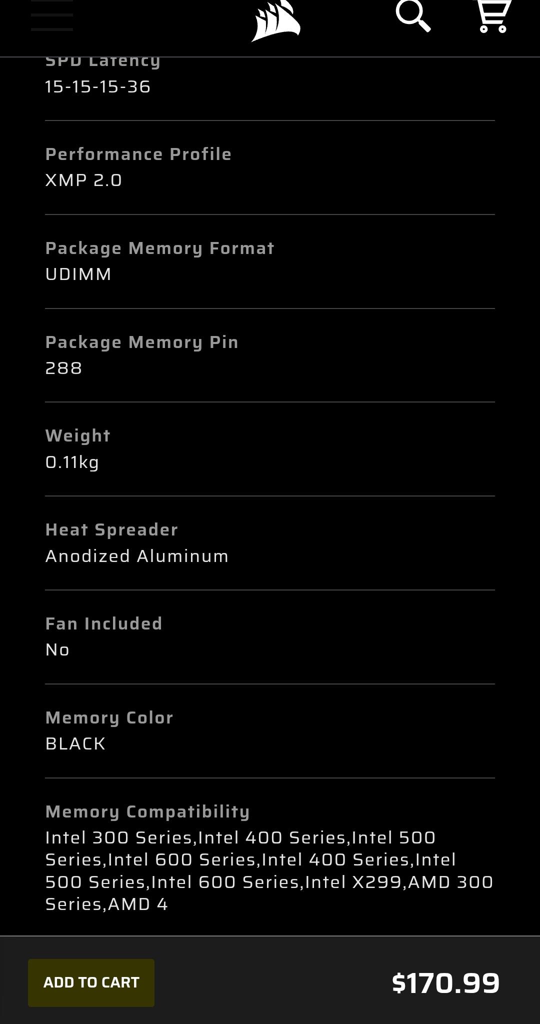 Corsair Vengeance LPX 32GB (2x16GB) DDR4 3200MHz C16