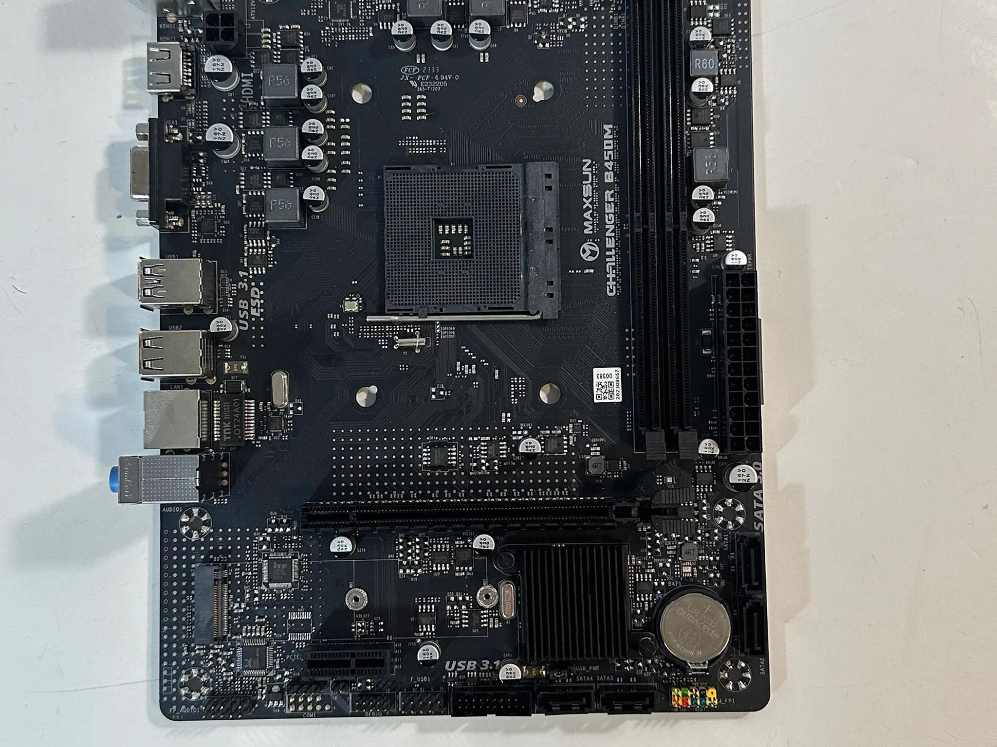 Maxsun Challenger B450M AM4 Micro ATX Motherboard W/ Box and Accessories