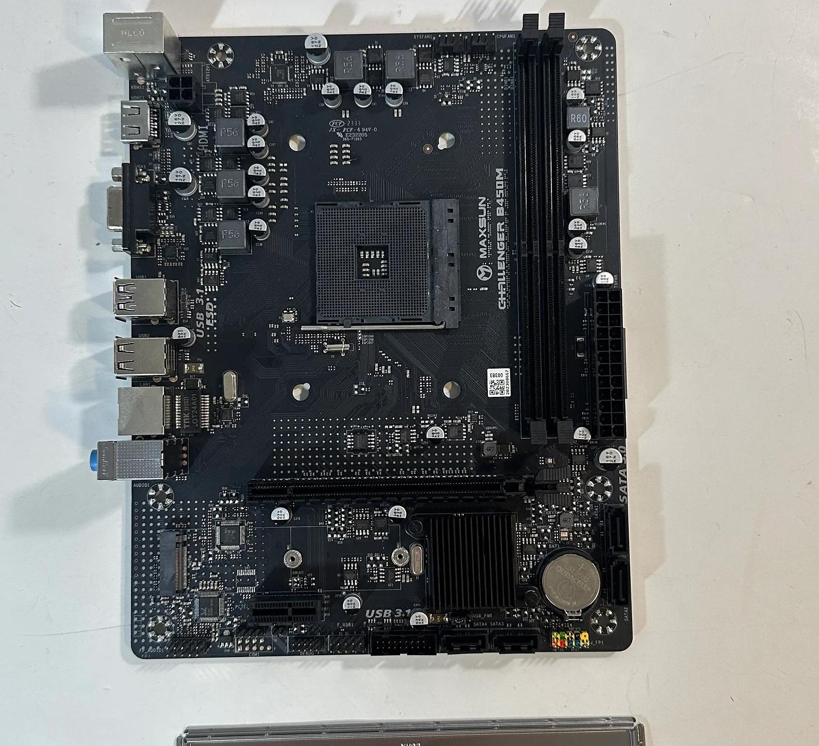 Maxsun Challenger B450M AM4 Micro ATX Motherboard W/ Box and Accessories