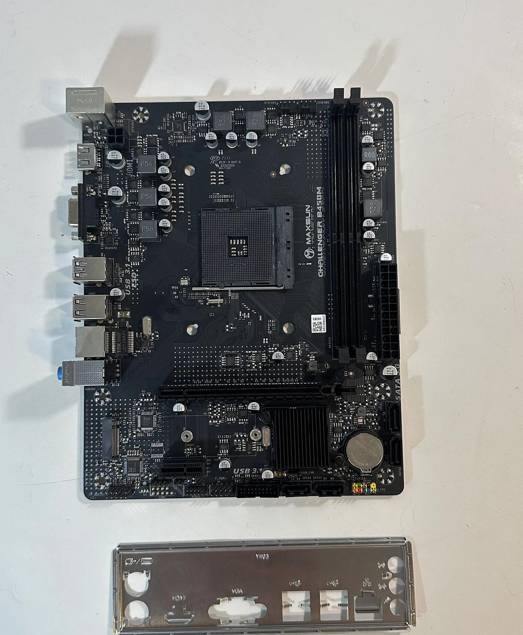 Maxsun Challenger B450M AM4 Micro ATX Motherboard W/ Box and Accessories