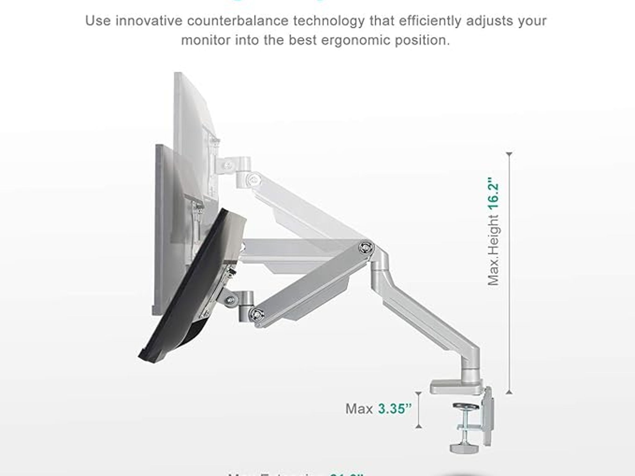 Eletab Dual Arm Monitor Stand - 17 to 32 inches - Each Arm Holds up to 17.6 lbs