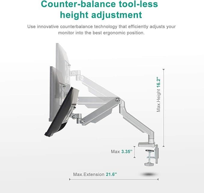 Eletab Dual Arm Monitor Stand - 17 to 32 inches - Each Arm Holds up to 17.6 lbs