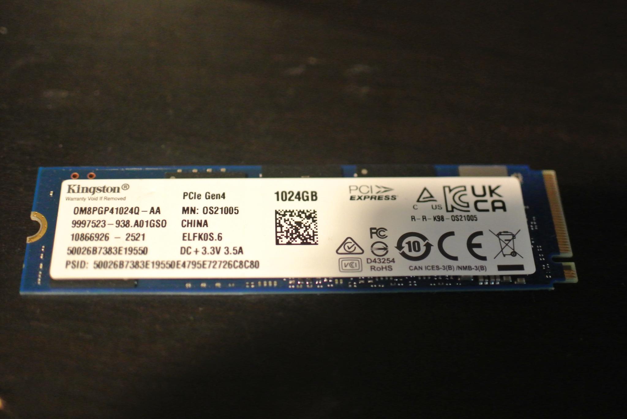Kingston 1TB PCIe Gen 4 M.2 NVME SSD
