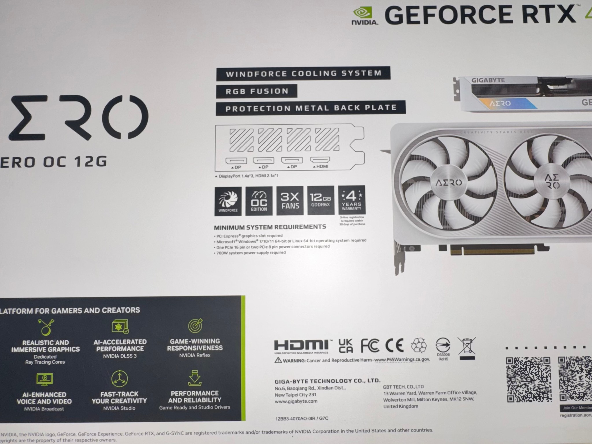 Gigabyte GeForce RTX 4070 AERO OC