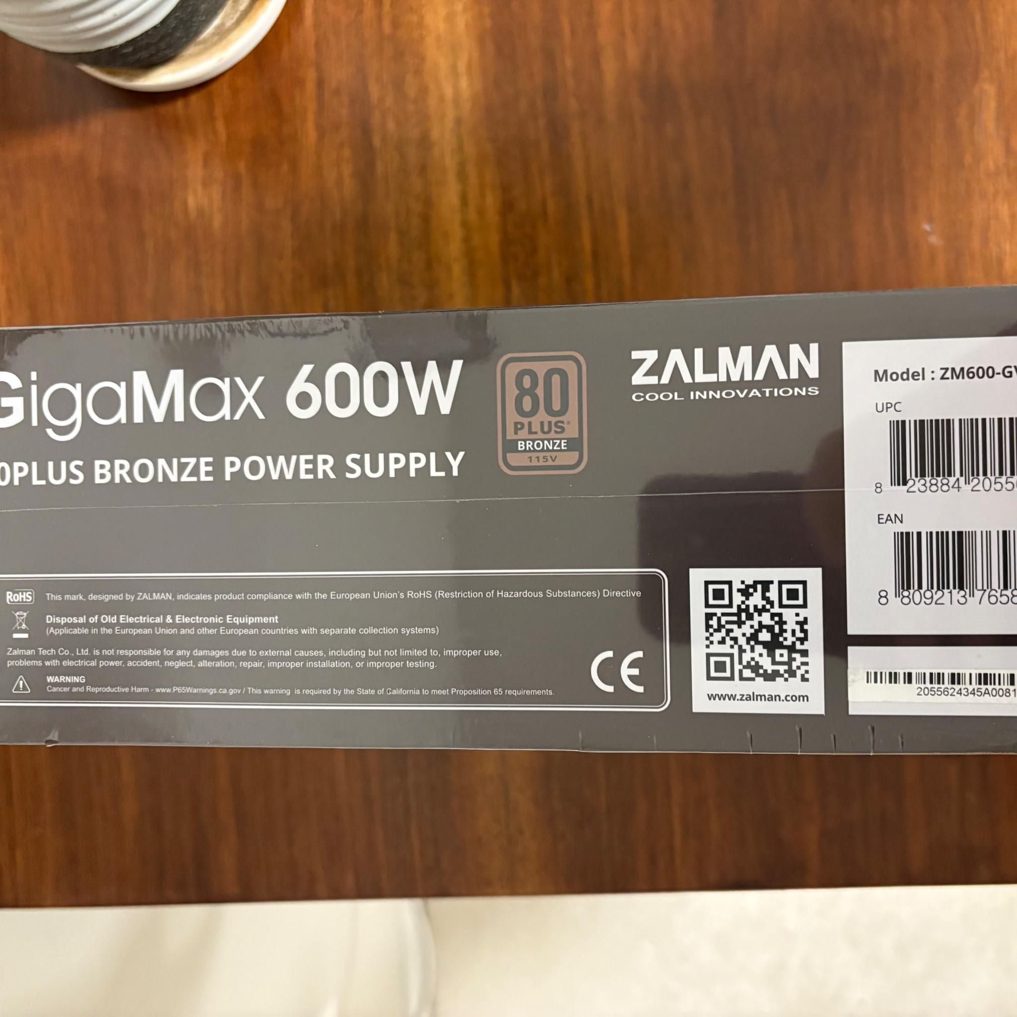Zalman GigaMax 600W 80+ Bronze PSU (BNIB)