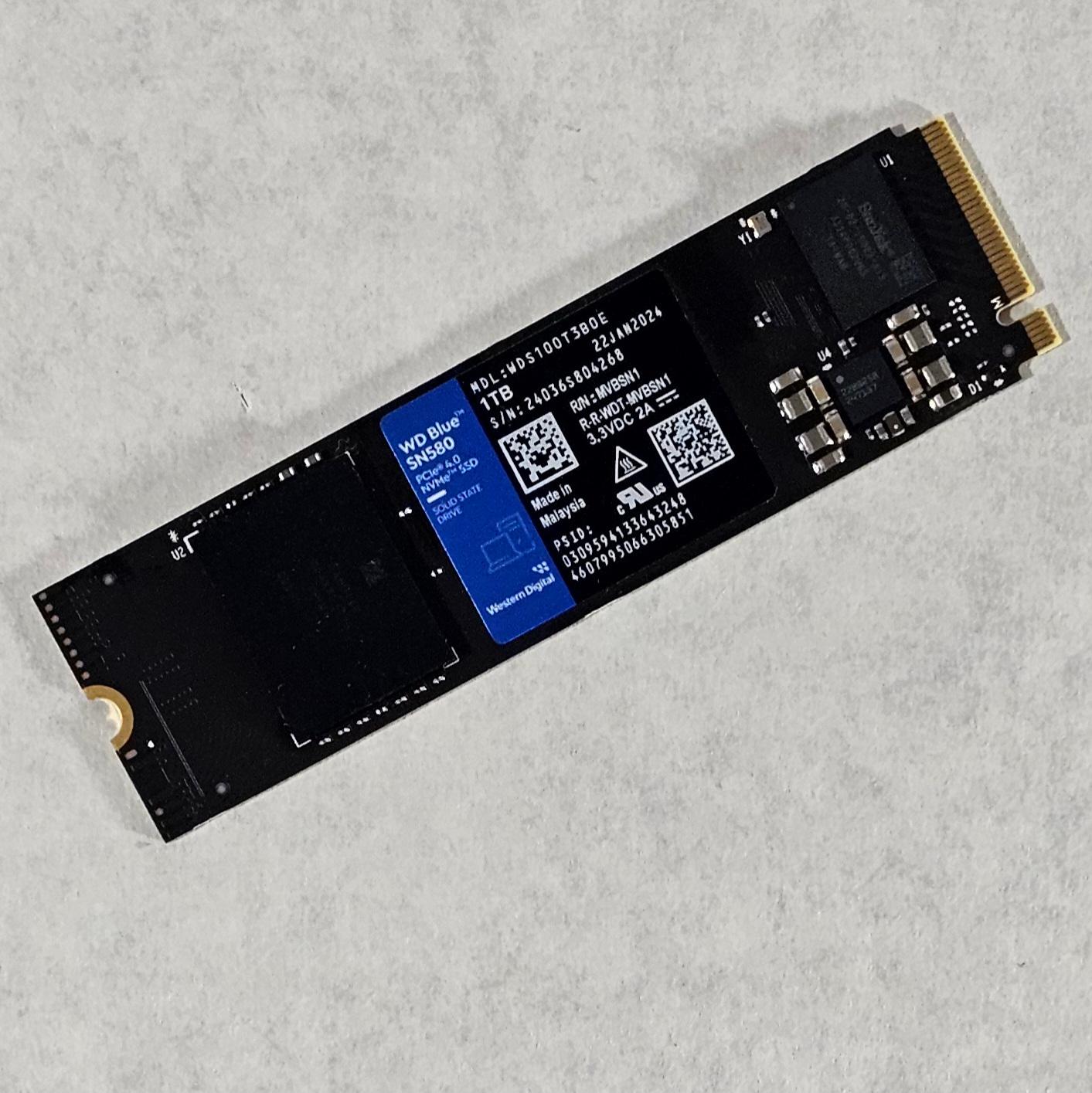 1TB NVMe M.2 SSD WD Blue SN580 Gen4