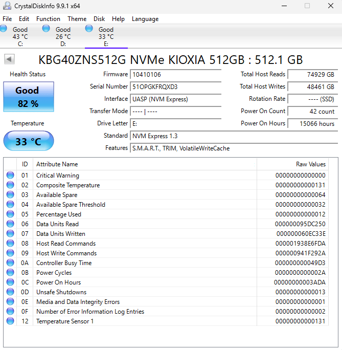 512GB Kioxia BG4 NVMe SSD
