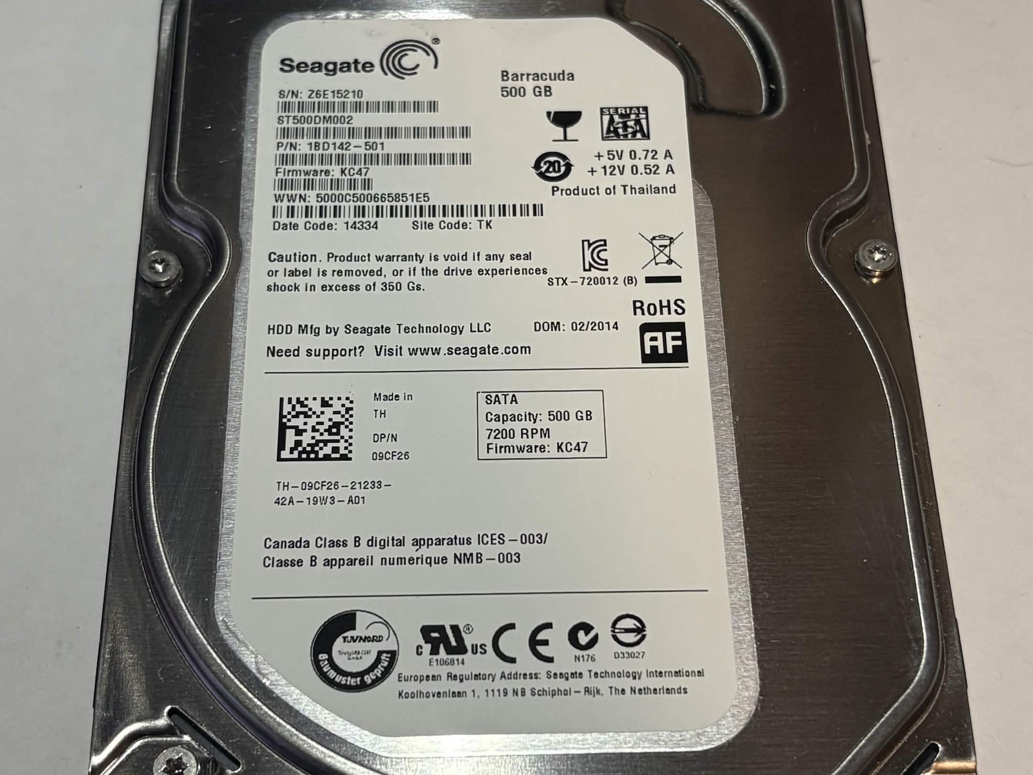 Seagate Barracuda 500GB 7200RPM SATA Hard Drive | Tested & Functional