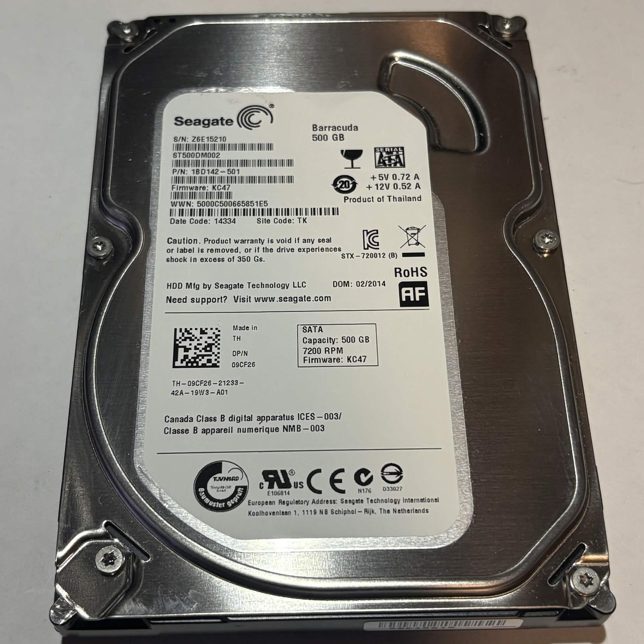 Seagate Barracuda 500GB 7200RPM SATA Hard Drive | Tested & Functional