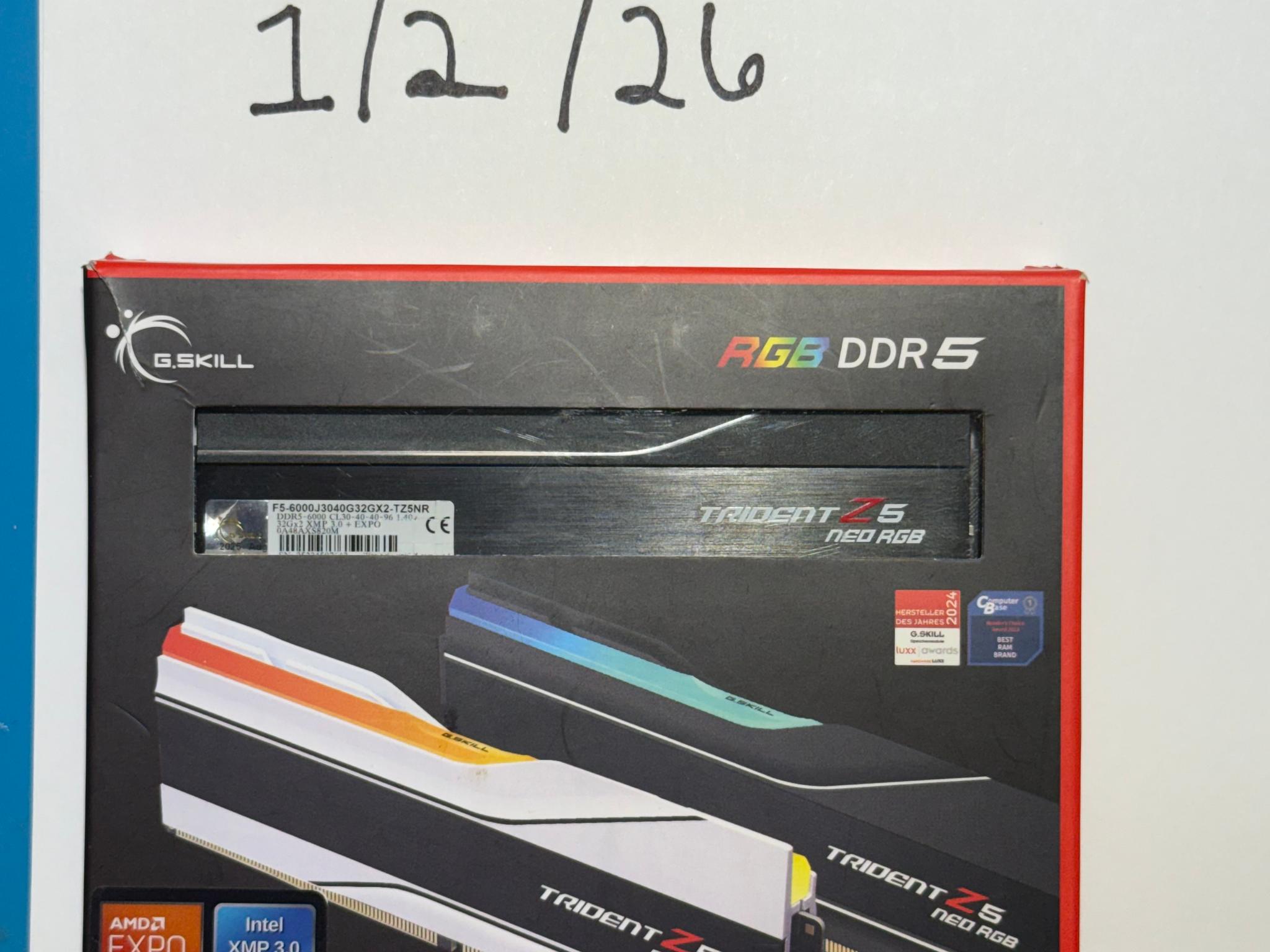 G.SKILL Trident Z5 Neo RGB 64GB (2×32GB) DDR5-6000 CL30 EXPO/XMP – Like New